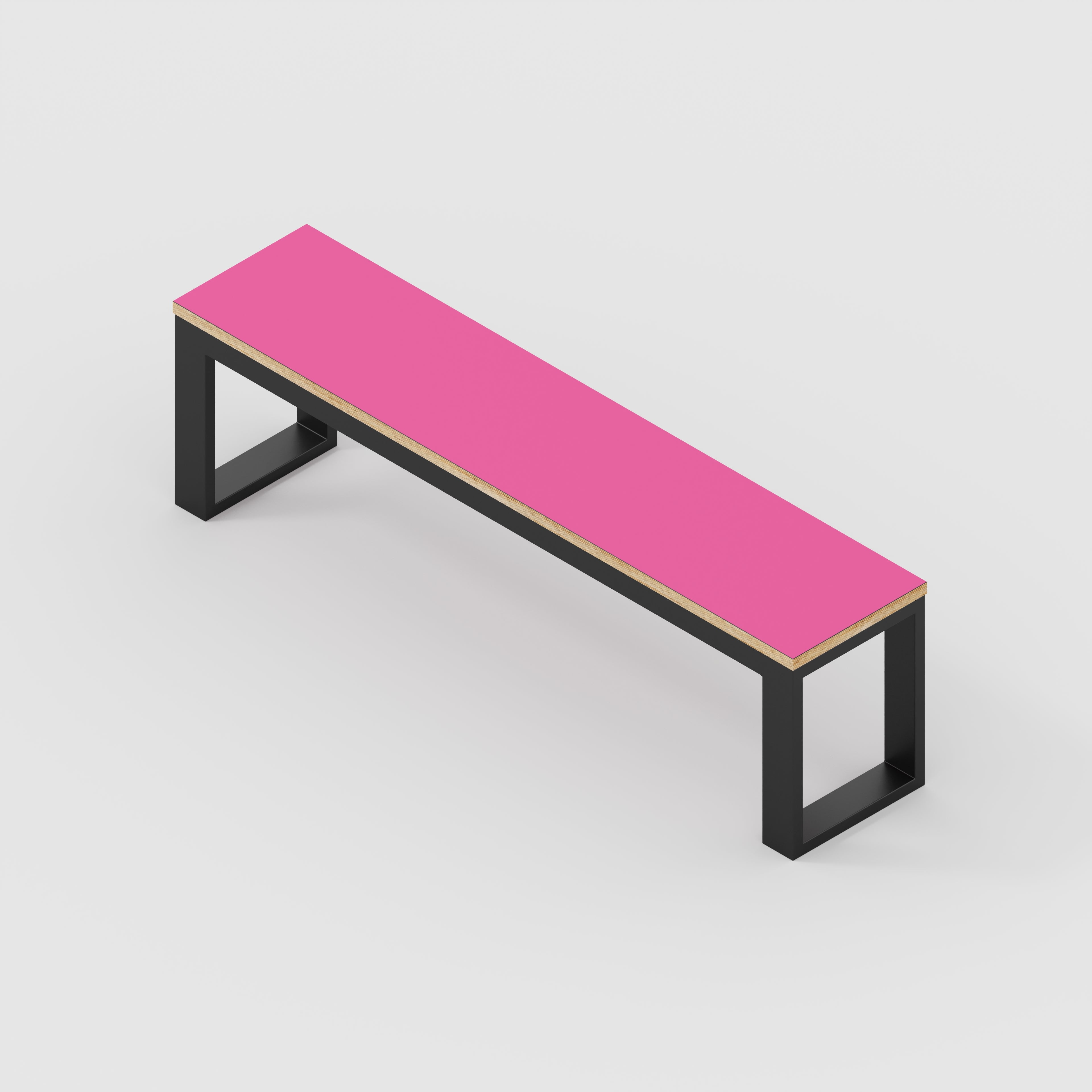 Bench Seat with Black Industrial Frame - Formica Juicy Pink - 1500(w) x 325(d)