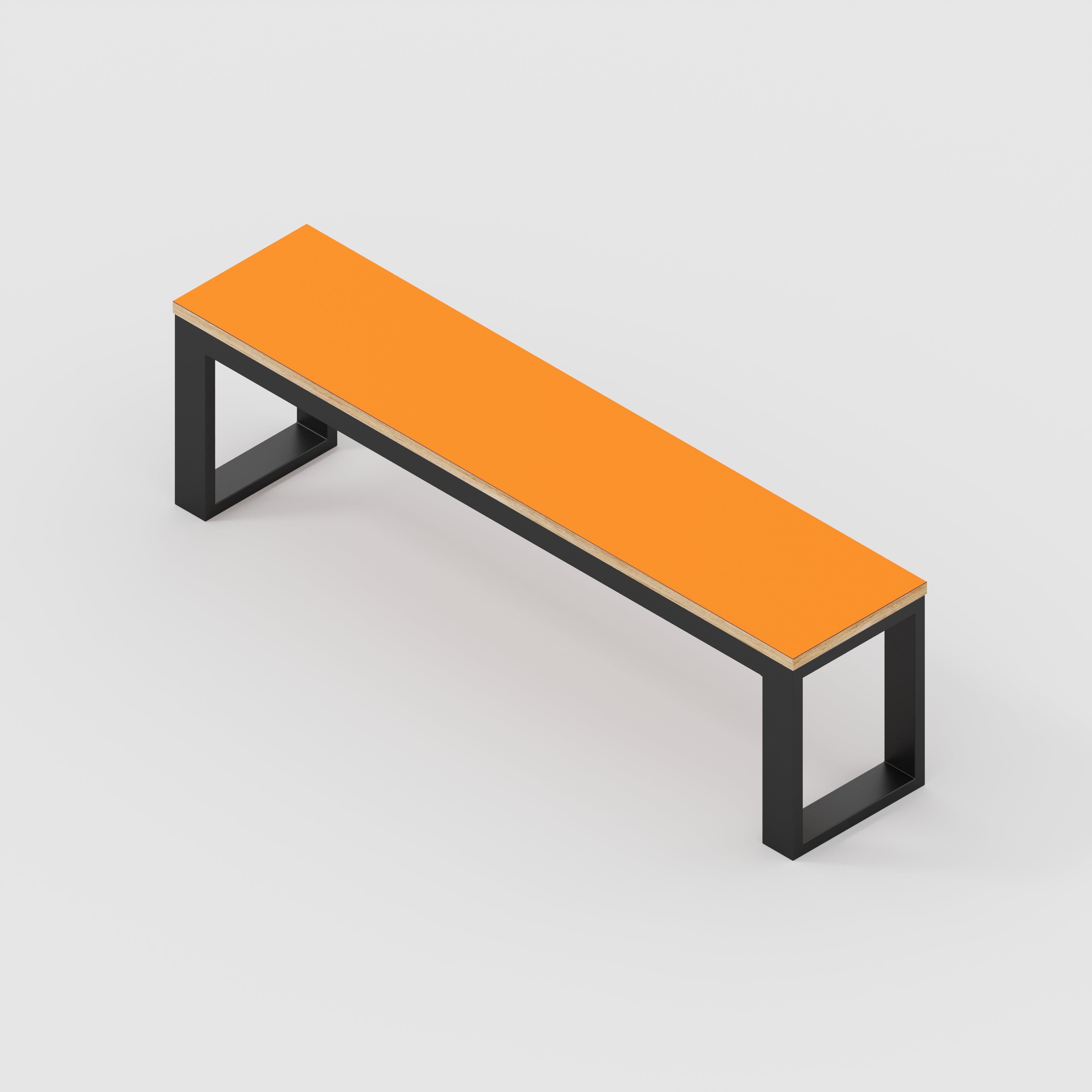 Bench Seat with Black Industrial Frame - Formica Levante Orange - 1500(w) x 325(d)