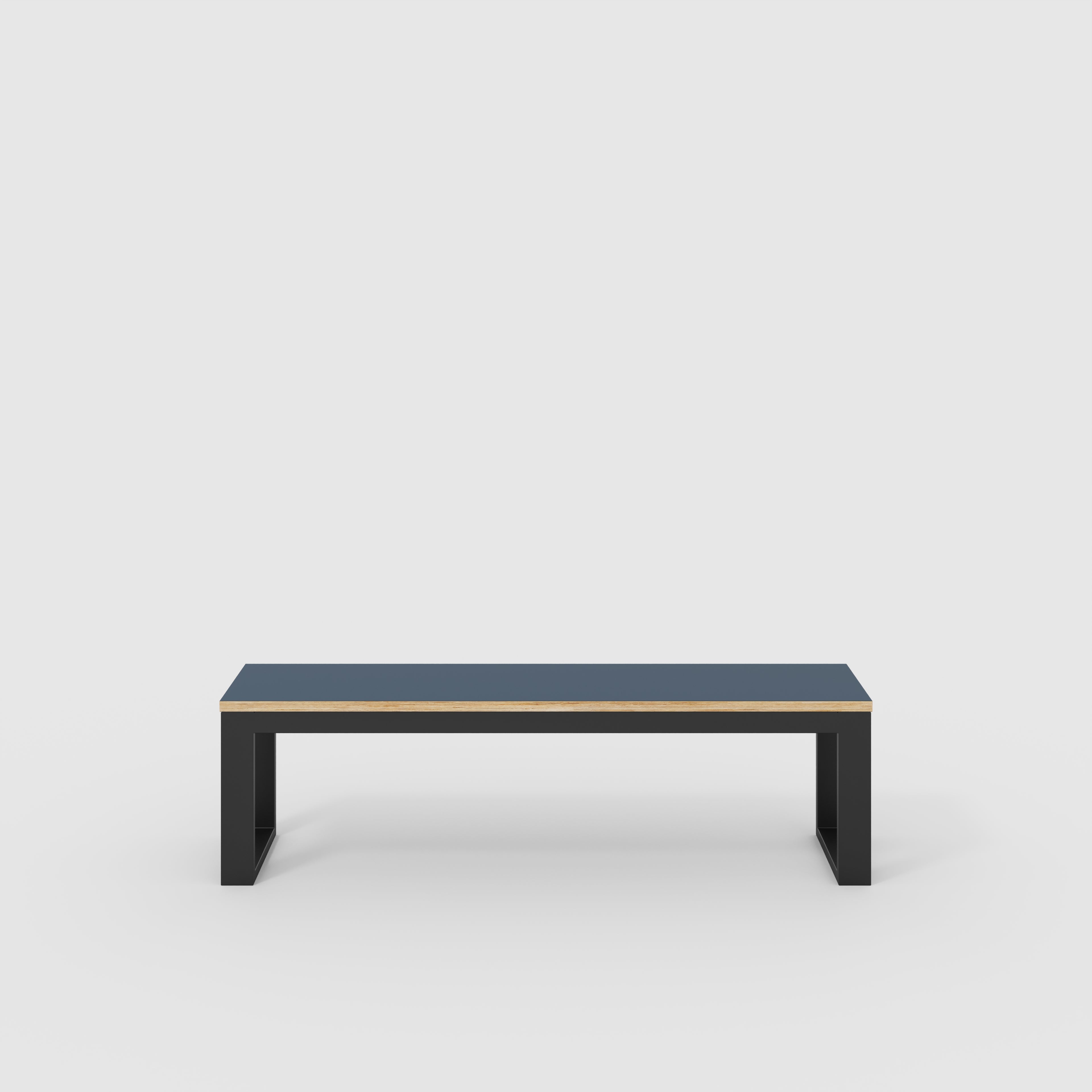Bench Seat with Black Industrial Frame - Formica Night Sea Blue - 1500(w) x 325(d)