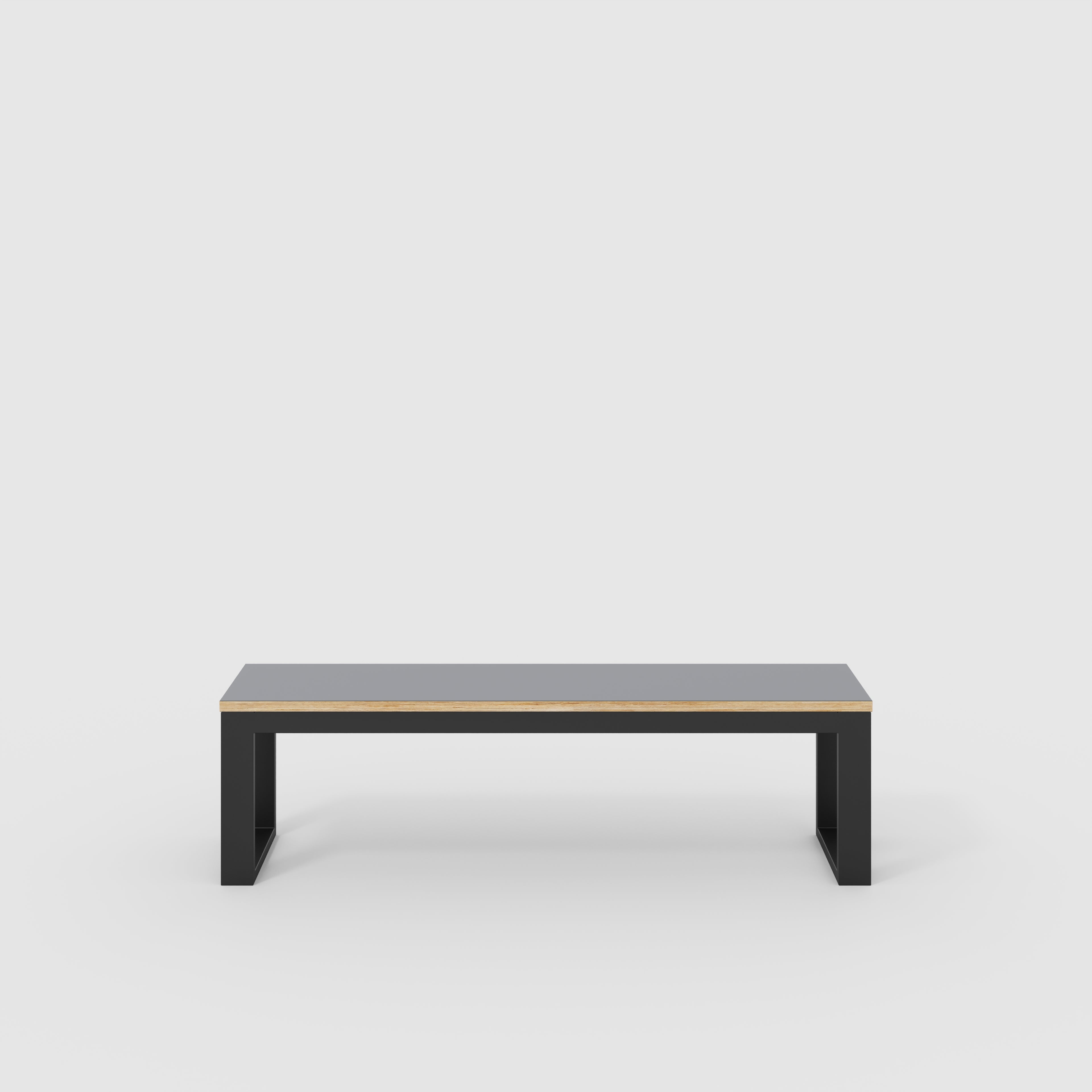 Bench Seat with Black Industrial Frame - Formica Tornado Grey - 1500(w) x 325(d)