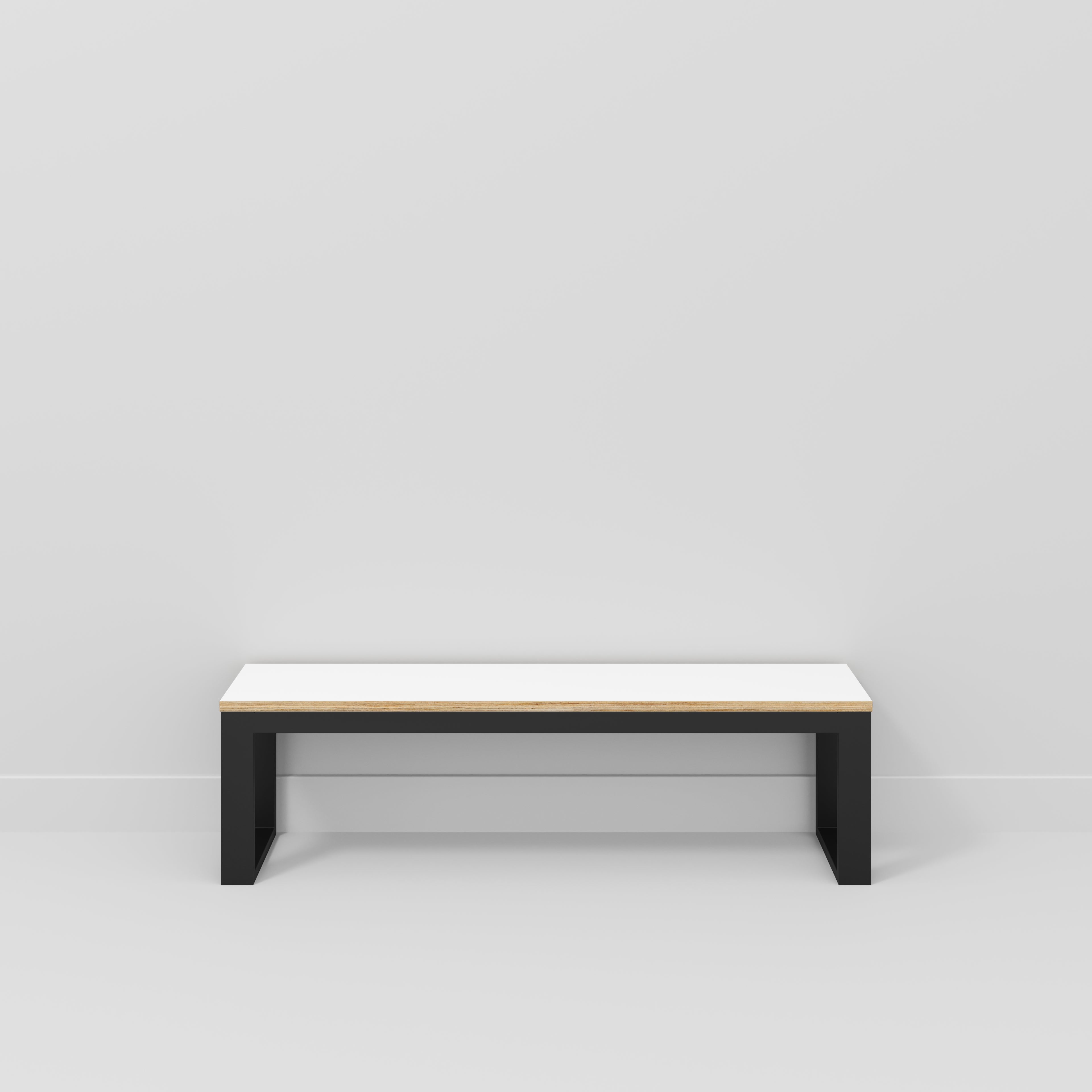 Bench Seat with Black Industrial Frame - Formica White - 1500(w) x 325(d)
