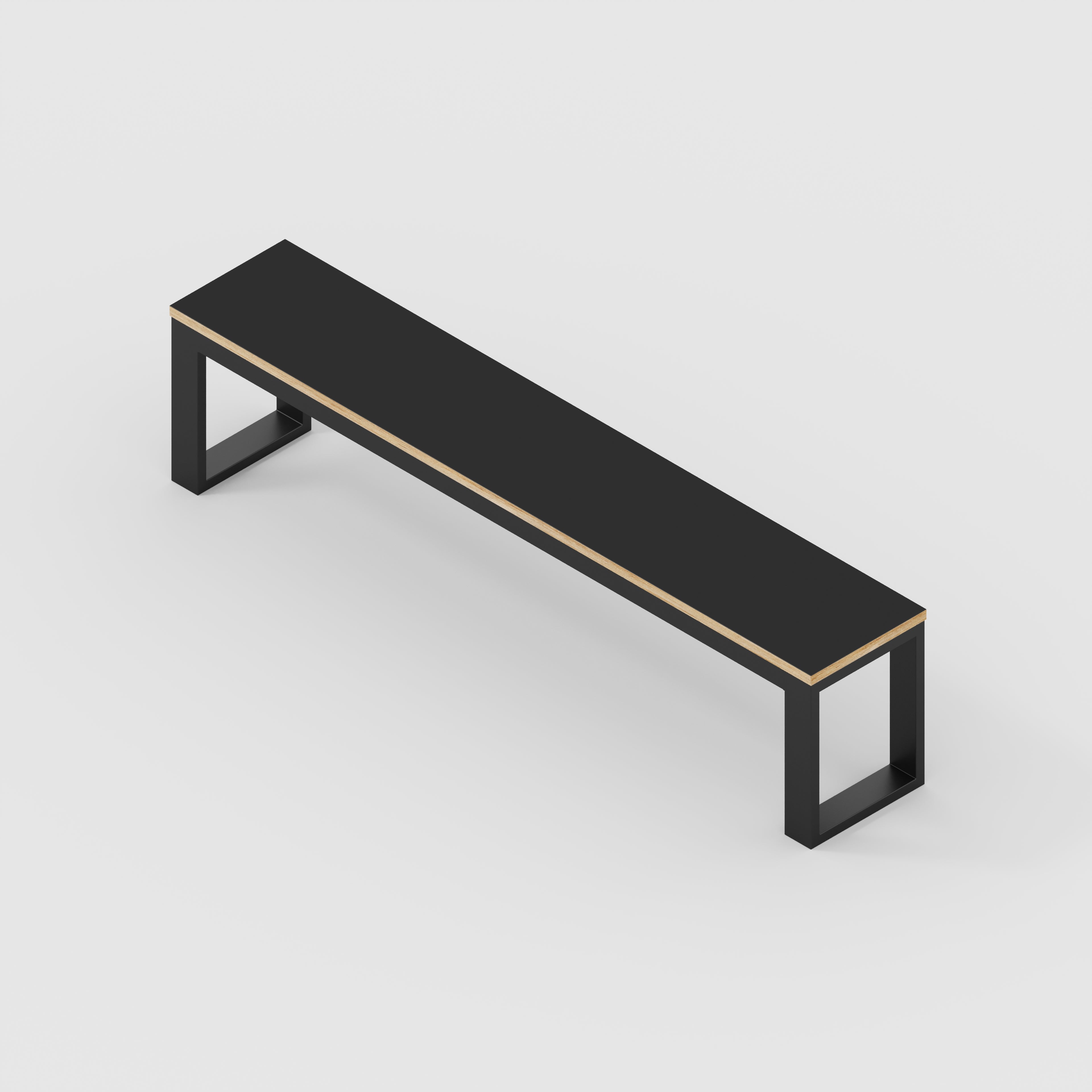 Bench Seat with Black Industrial Frame - Formica Diamond Black - 1800(w) x 325(d)