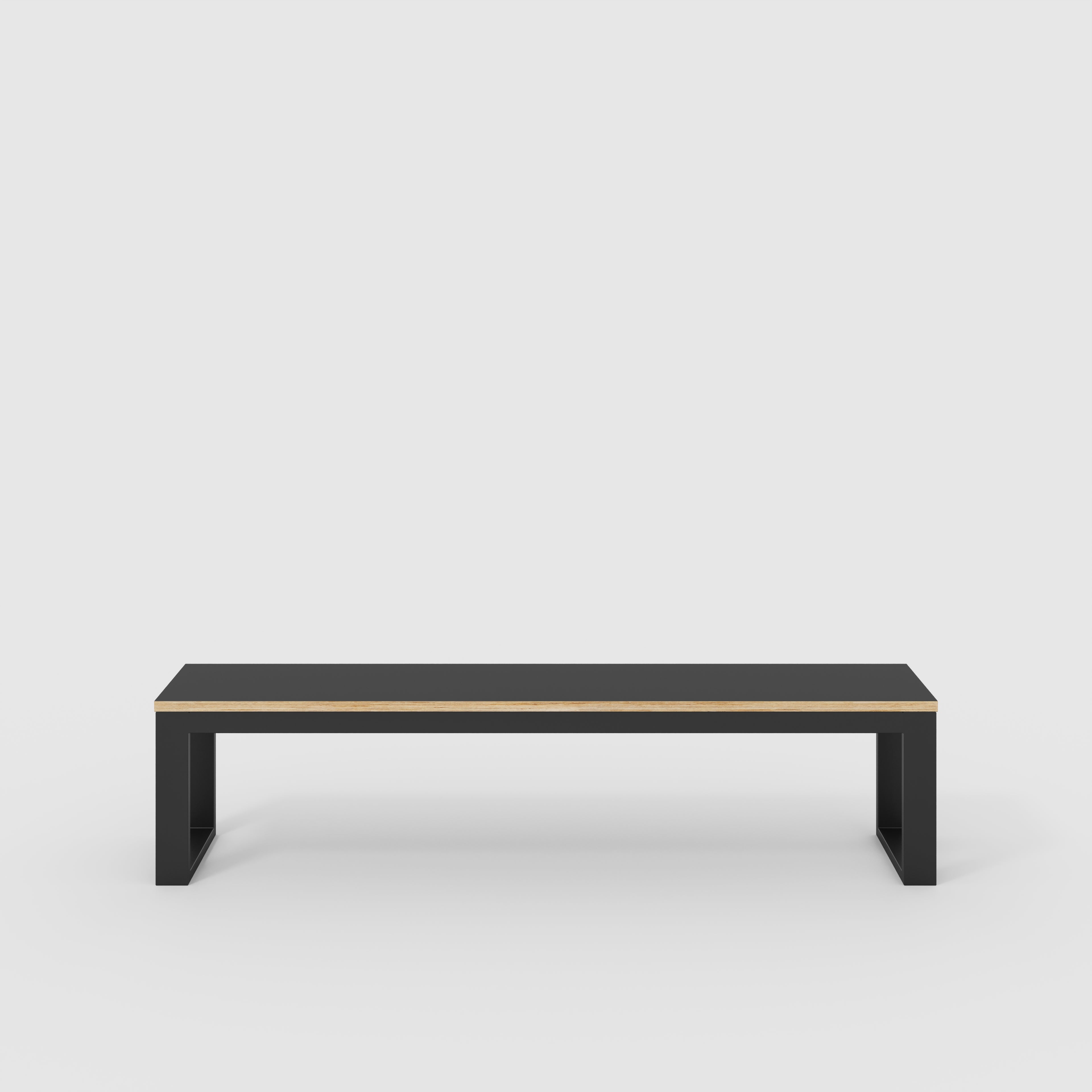 Bench Seat with Black Industrial Frame - Formica Diamond Black - 1800(w) x 325(d)