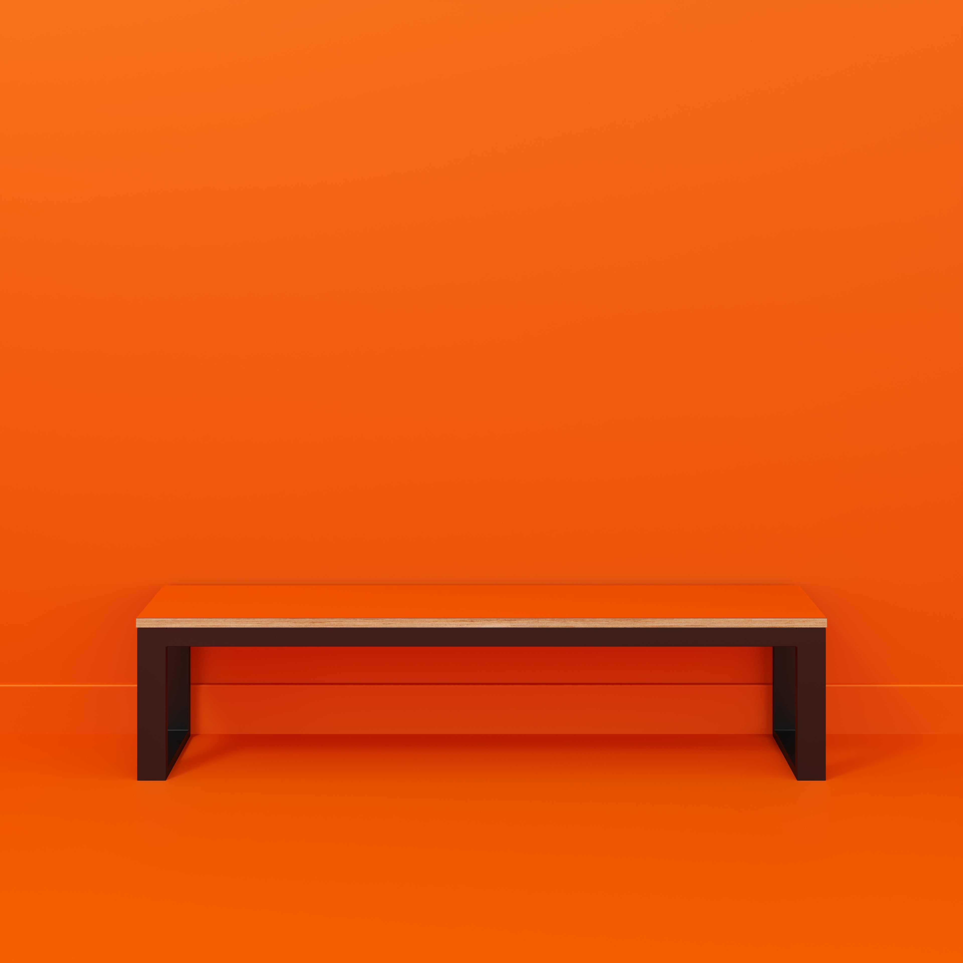 Bench Seat with Black Industrial Frame - Formica Levante Orange - 1800(w) x 325(d)