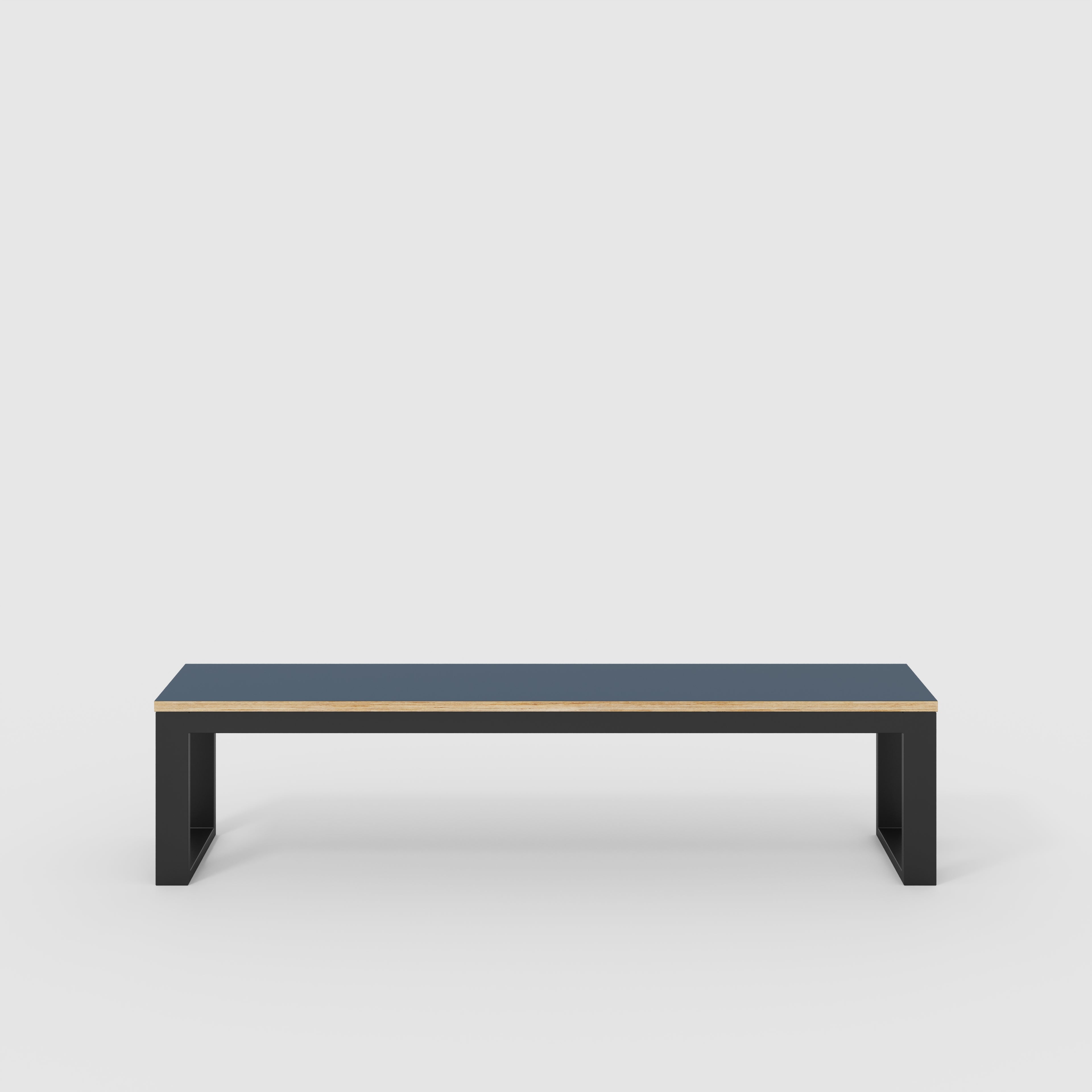 Bench Seat with Black Industrial Frame - Formica Night Sea Blue- 1800(w) x 325(d)