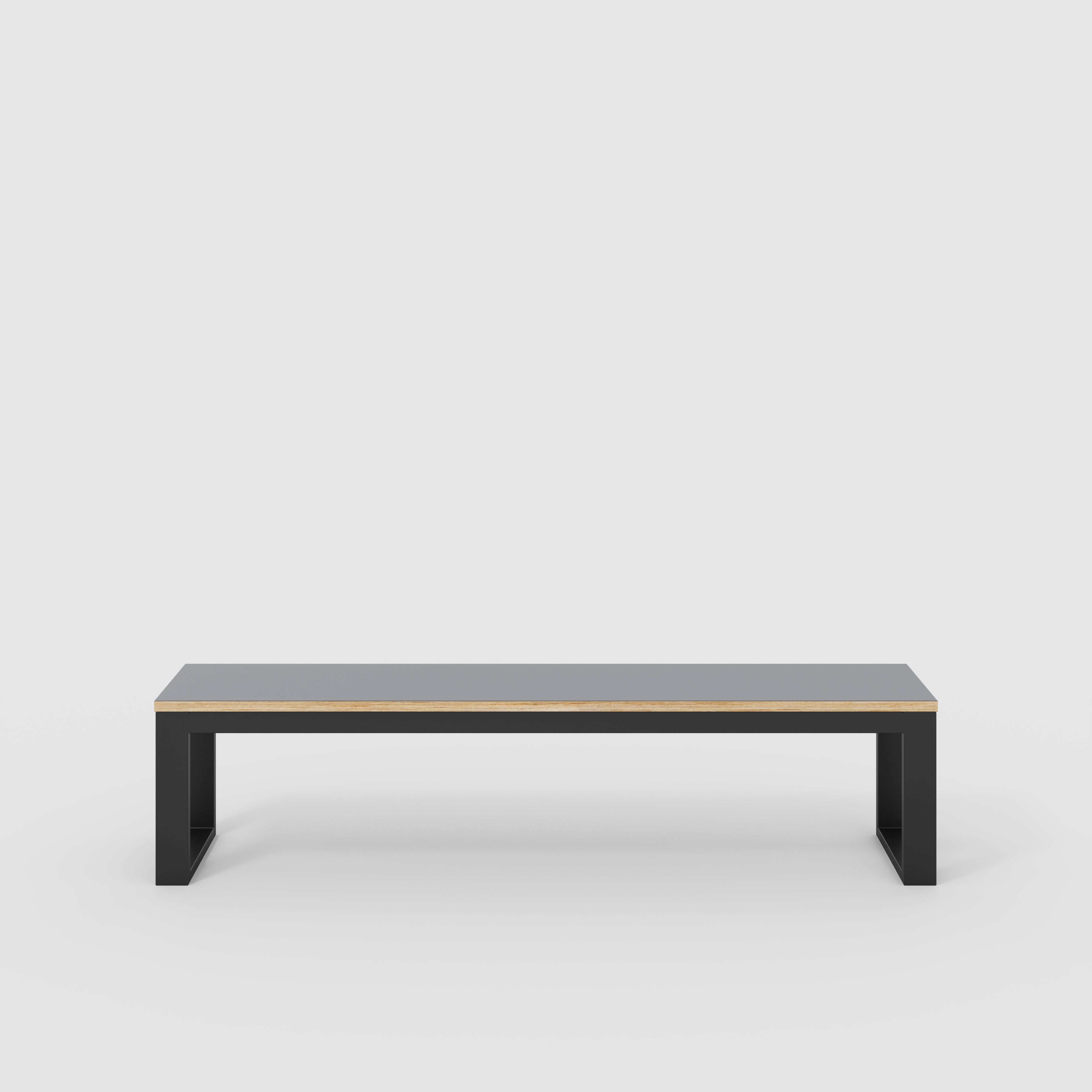 Bench Seat with Black Industrial Frame - Formica Tornado Grey - 1800(w) x 325(d)