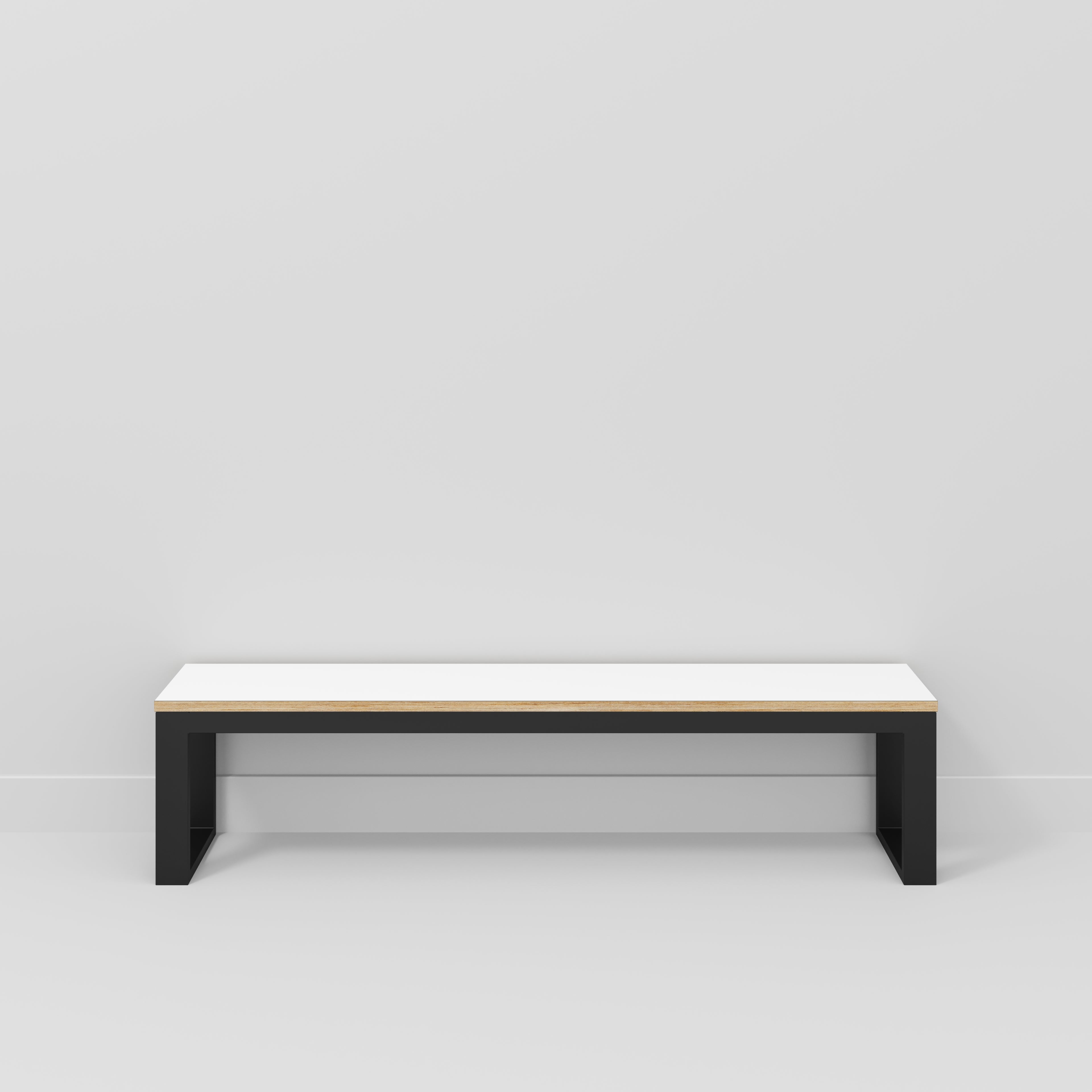 Bench Seat with Black Industrial Frame - Formica White - 1800(w) x 325(d)