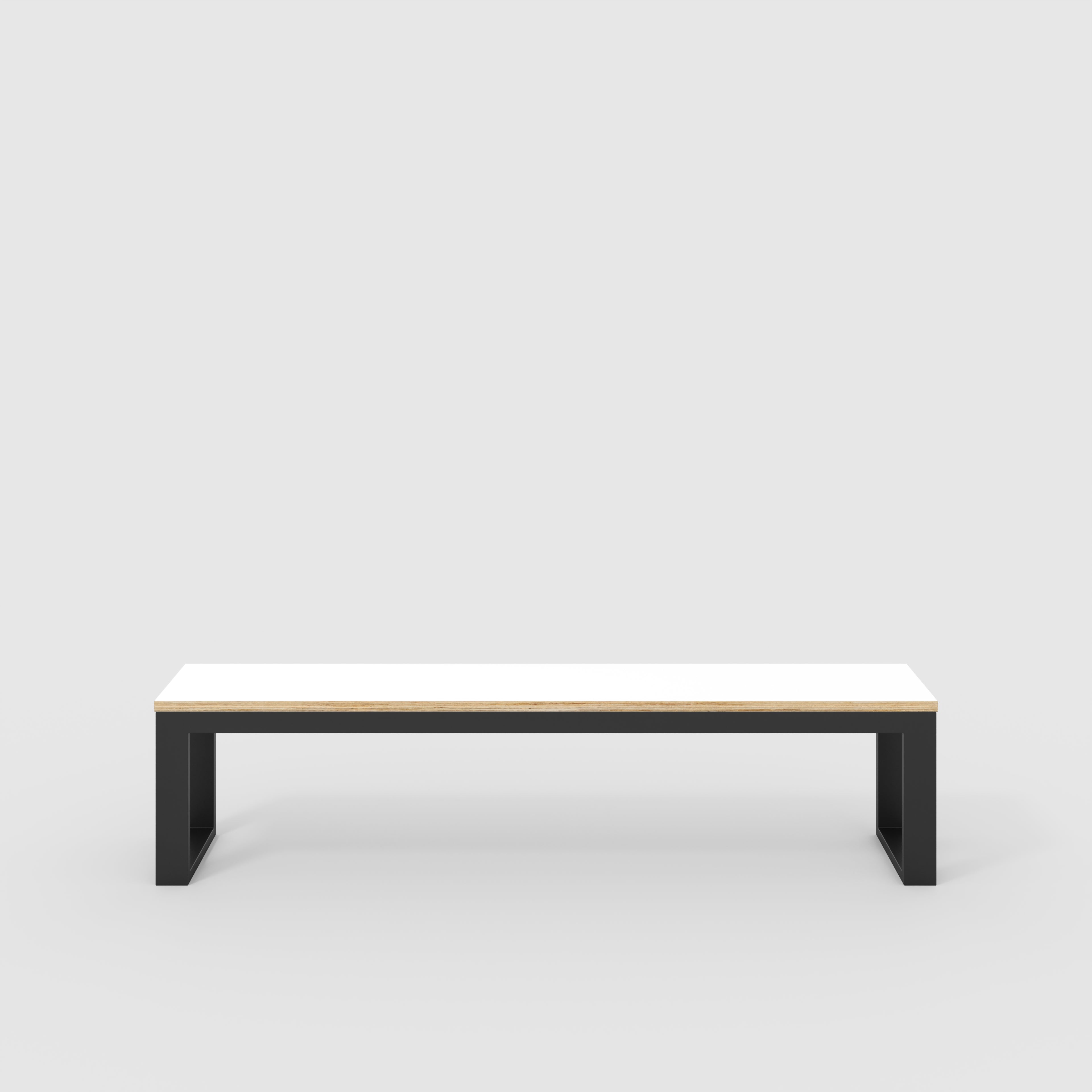 Bench Seat with Black Industrial Frame - Formica White - 1800(w) x 325(d)