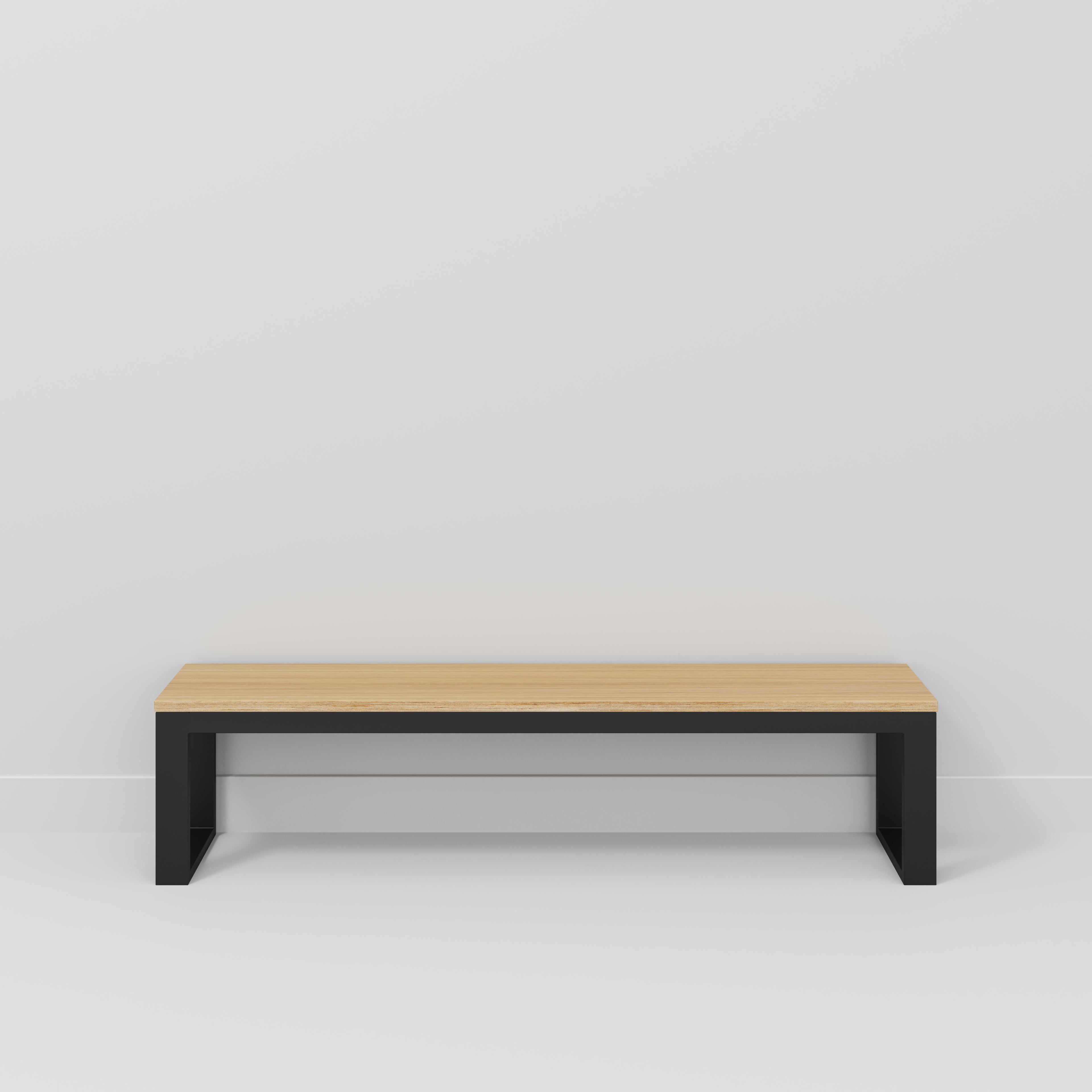 Bench Seat with Black Industrial Frame - Plywood Oak - 1800(w) x 325(d)