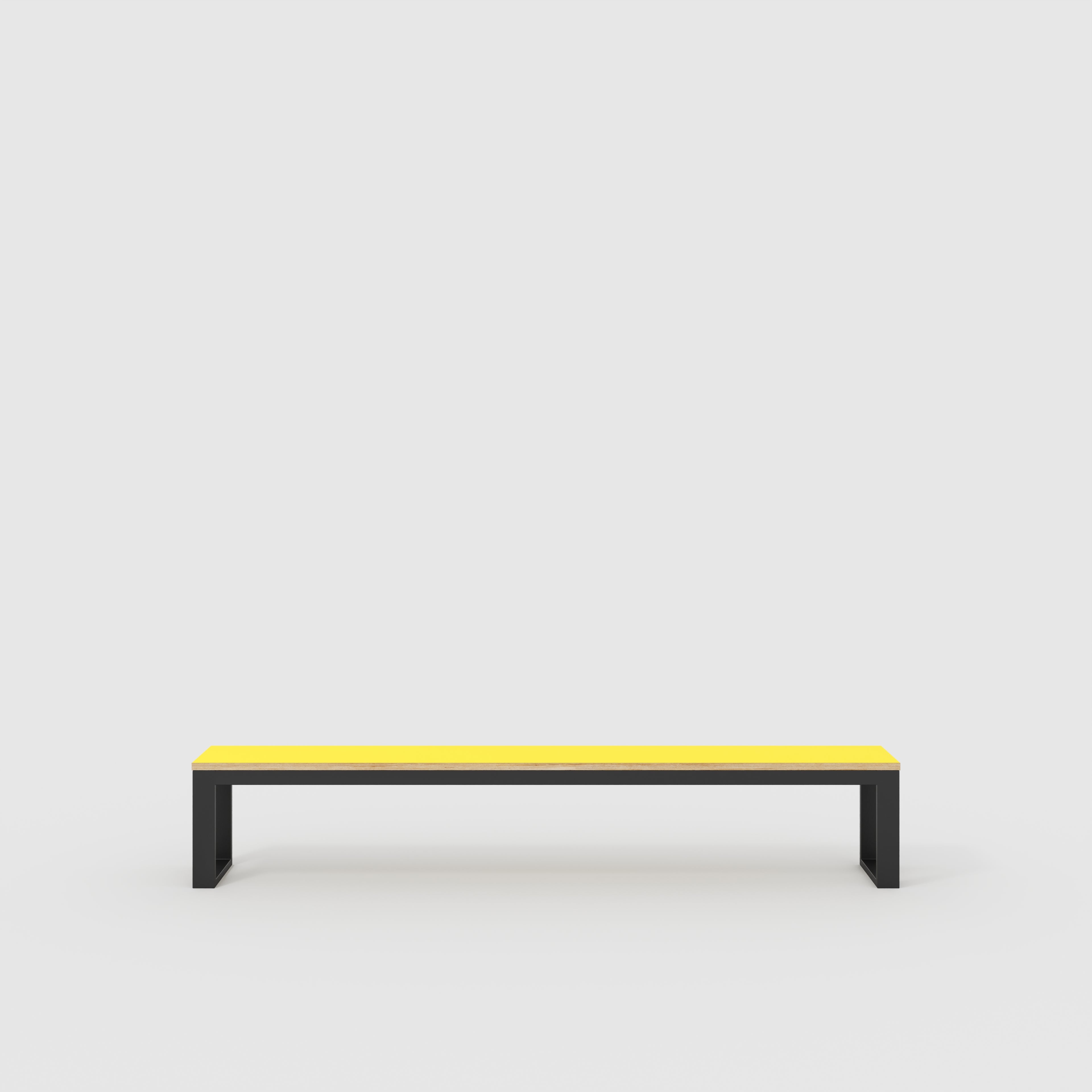 Bench Seat with Black Industrial Frame - Formica Chrome Yellow - 2400(w) x 325(d)