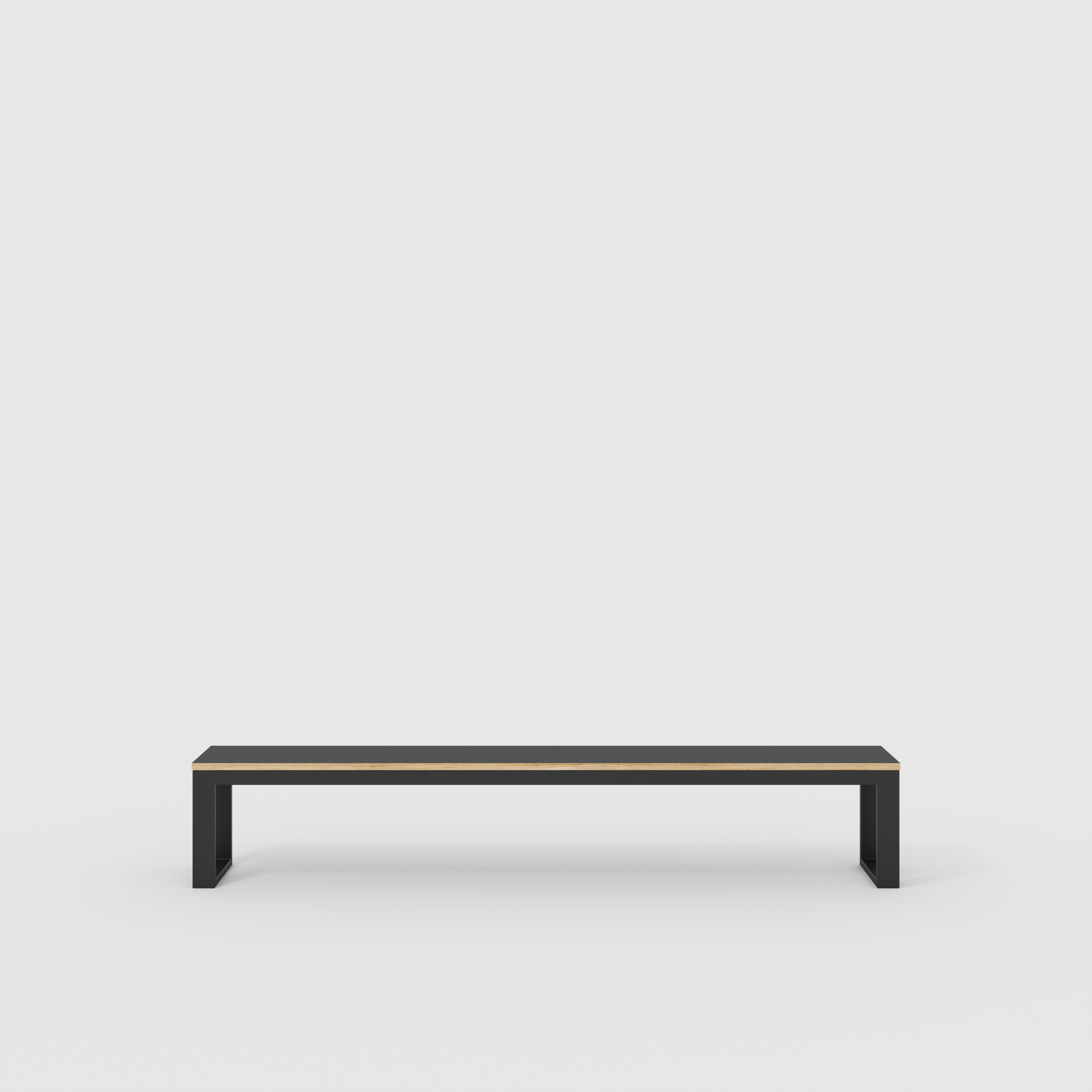 Bench Seat with Black Industrial Frame - Formica Diamond Black - 2400(w) x 325(d)