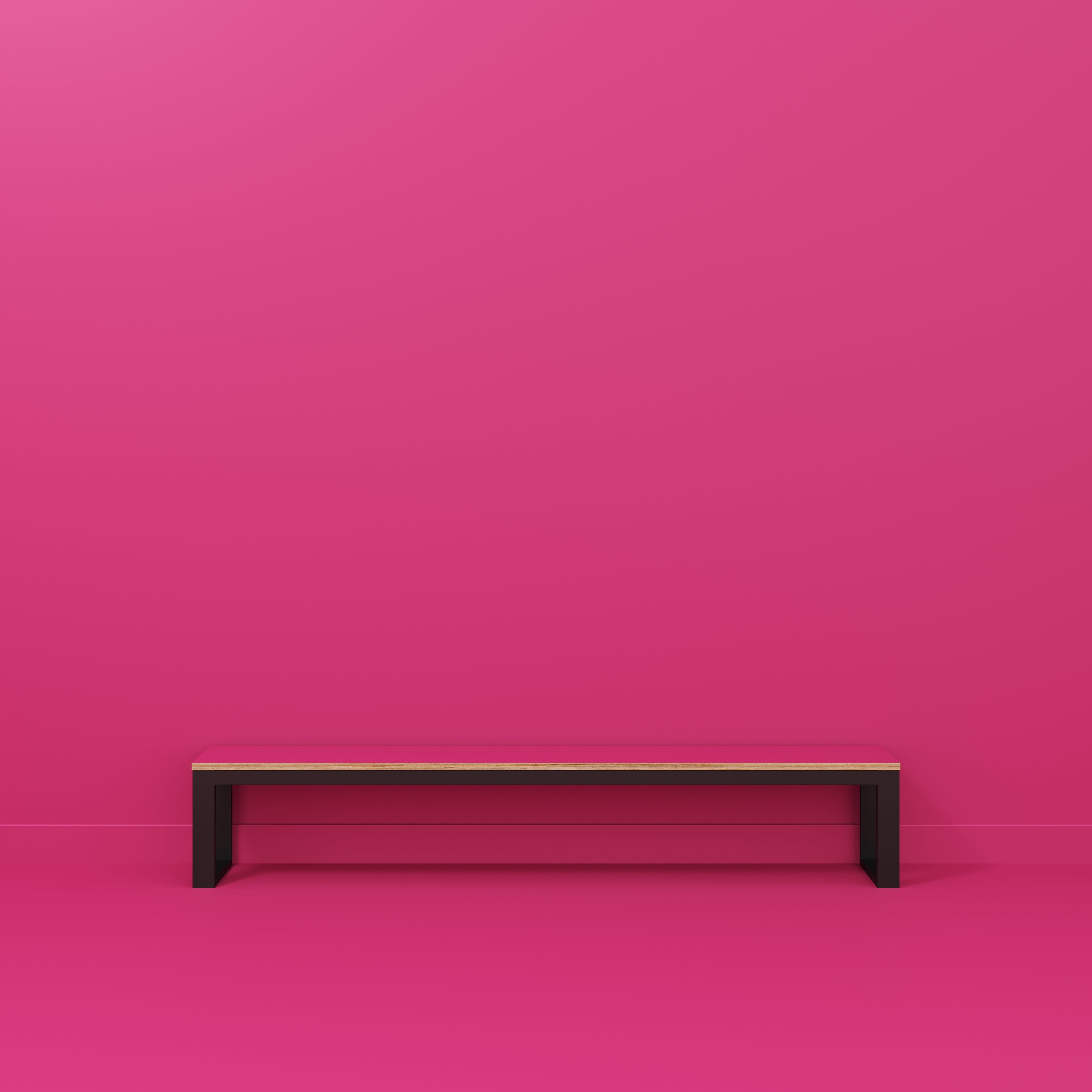 Bench Seat with Black Industrial Frame - Formica Juicy Pink - 2400(w) x 325(d)