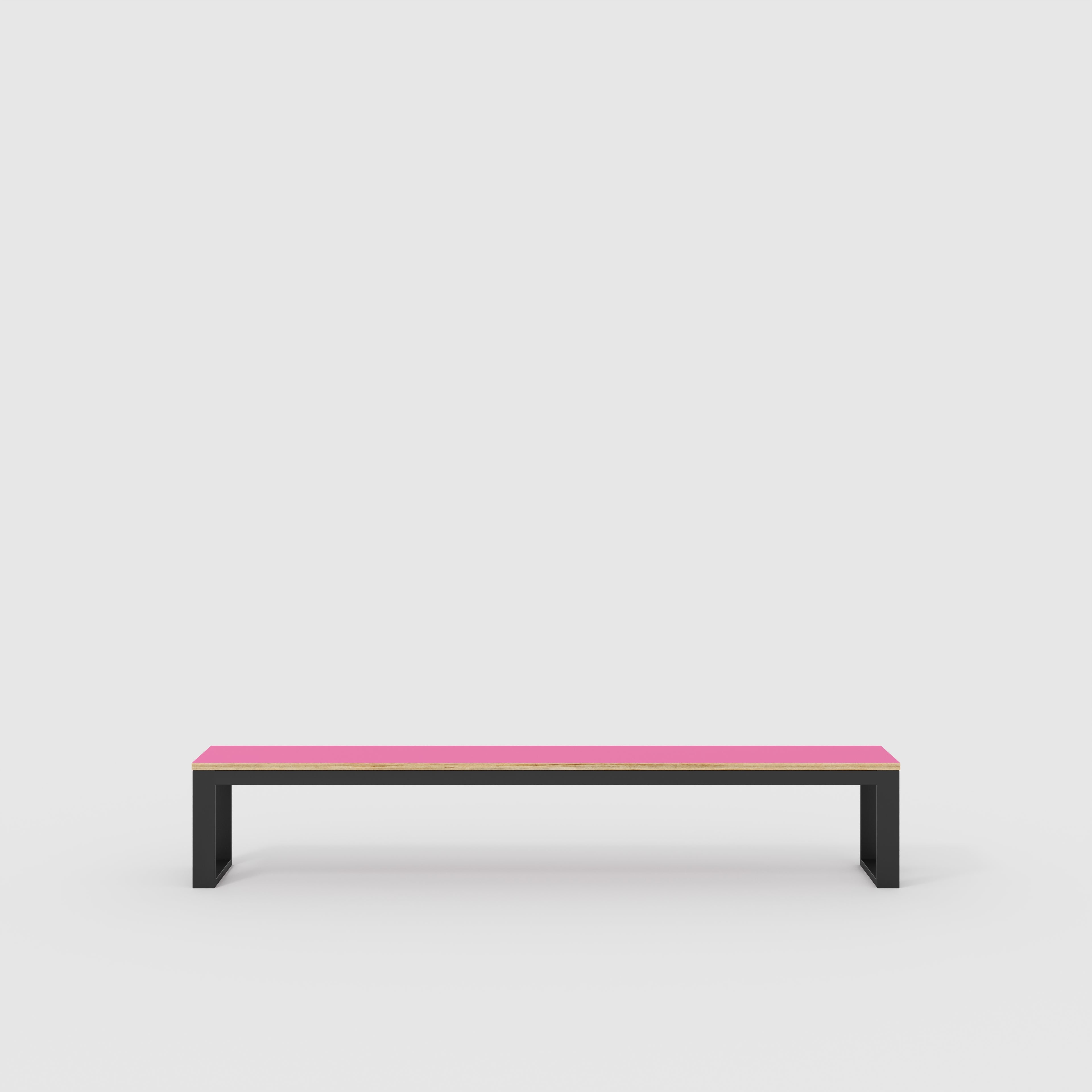 Bench Seat with Black Industrial Frame - Formica Juicy Pink - 2400(w) x 325(d)