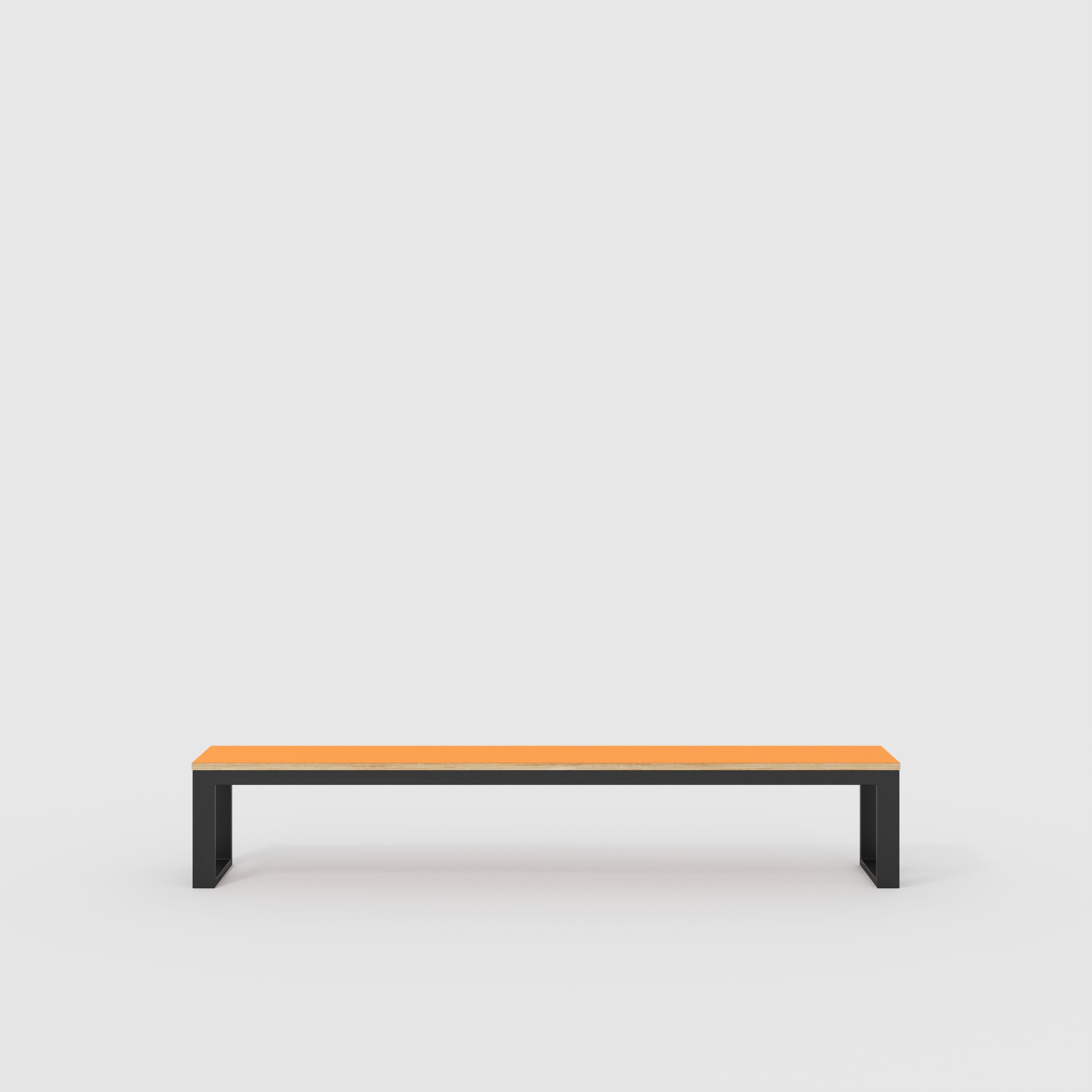 Bench Seat with Black Industrial Frame - Formica Levante Orange - 2400(w) x 325(d)