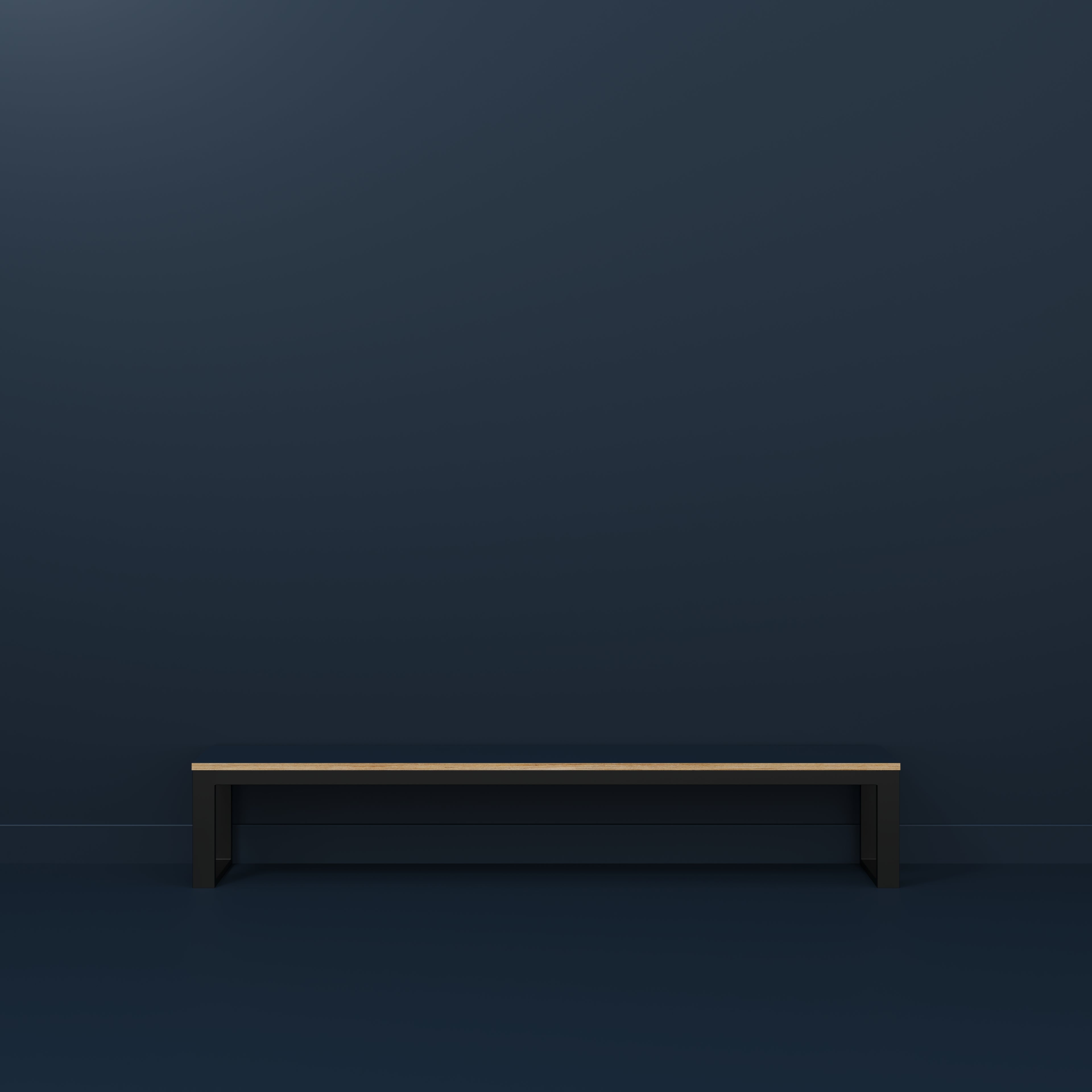 Bench Seat with Black Industrial Frame - Formica Night Sea Blue - 2400(w) x 325(d)