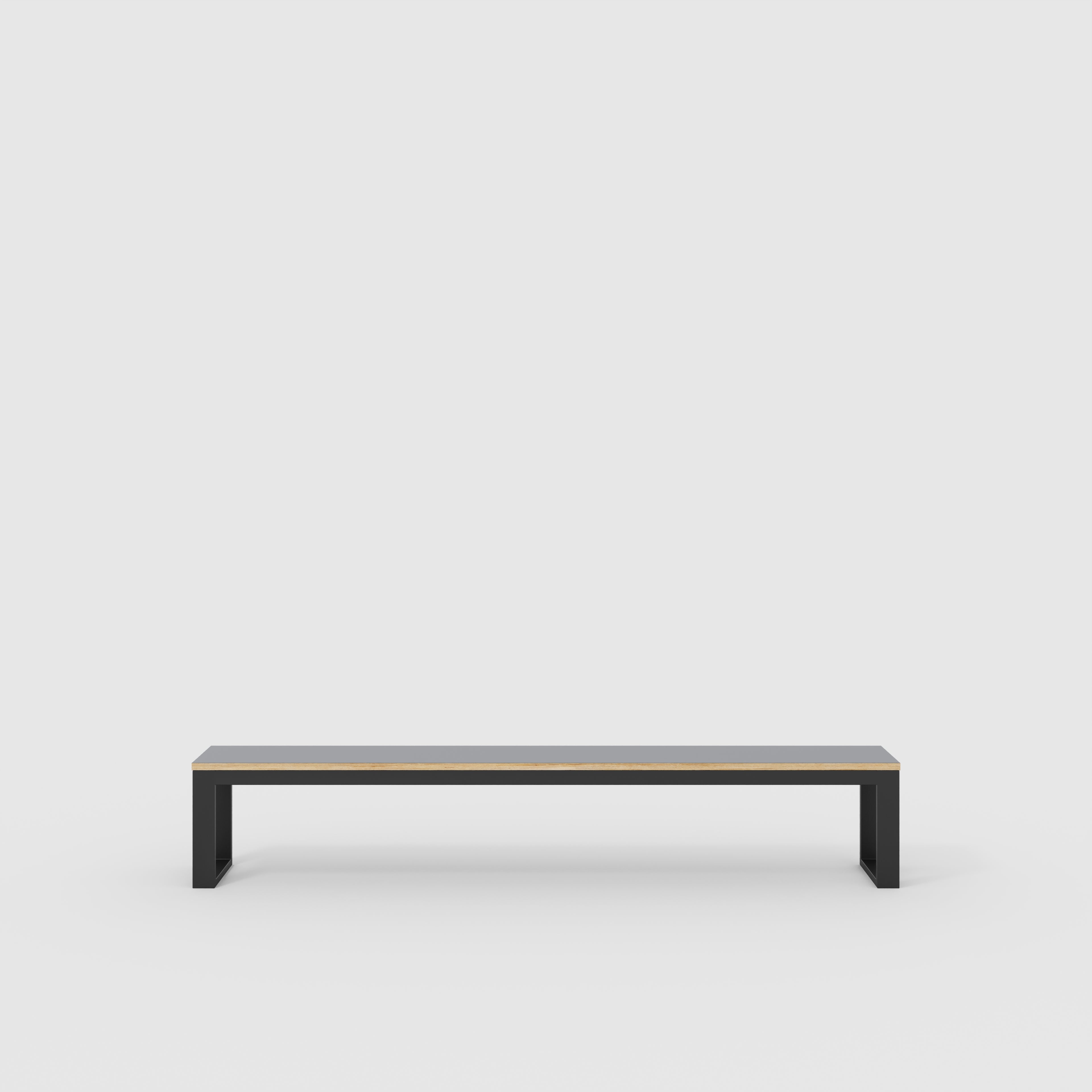 Bench Seat with Black Industrial Frame - Formica Tornado Grey - 2400(w) x 325(d)