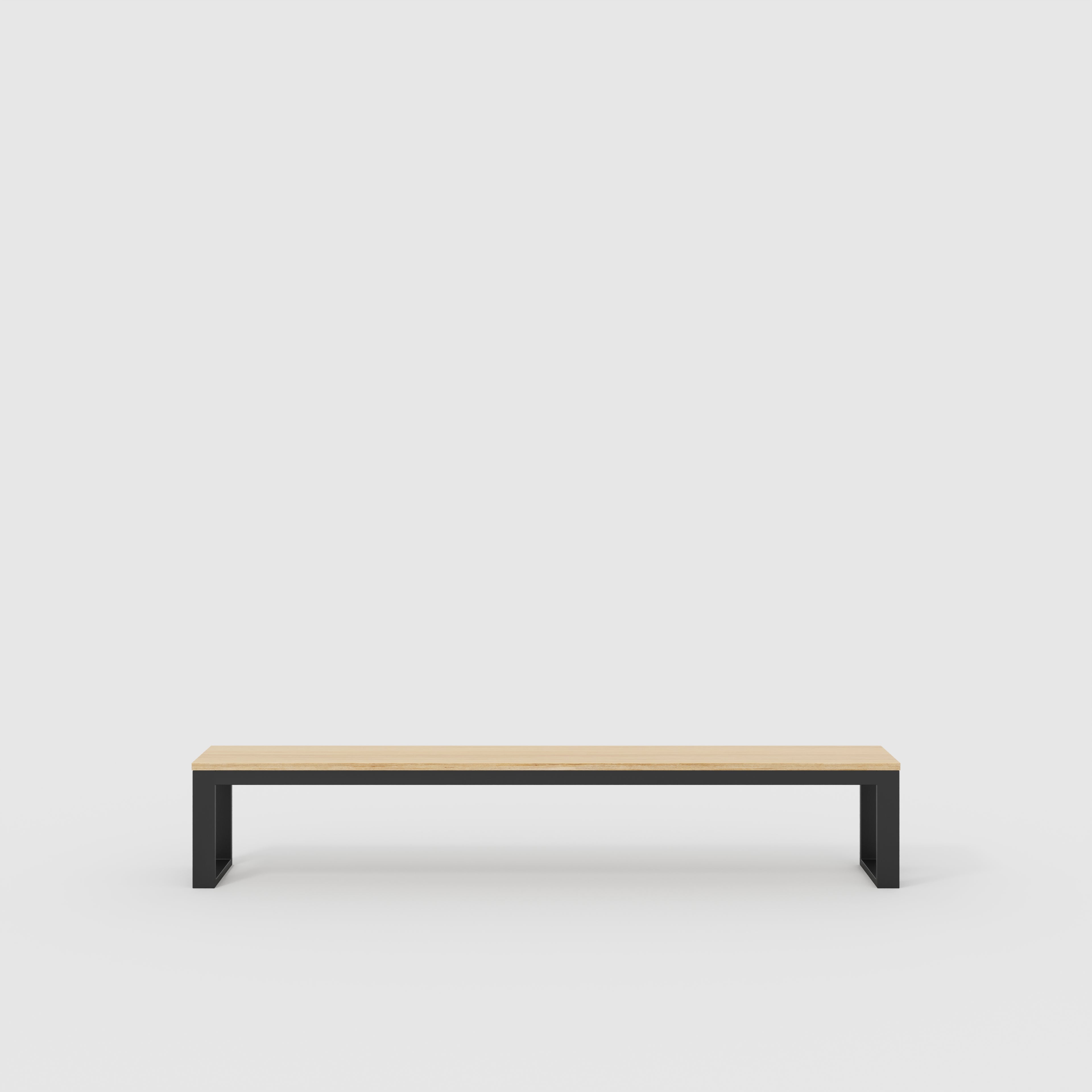 Bench Seat with Black Industrial Frame - Plywood Oak - 2400(w) x 325(d)