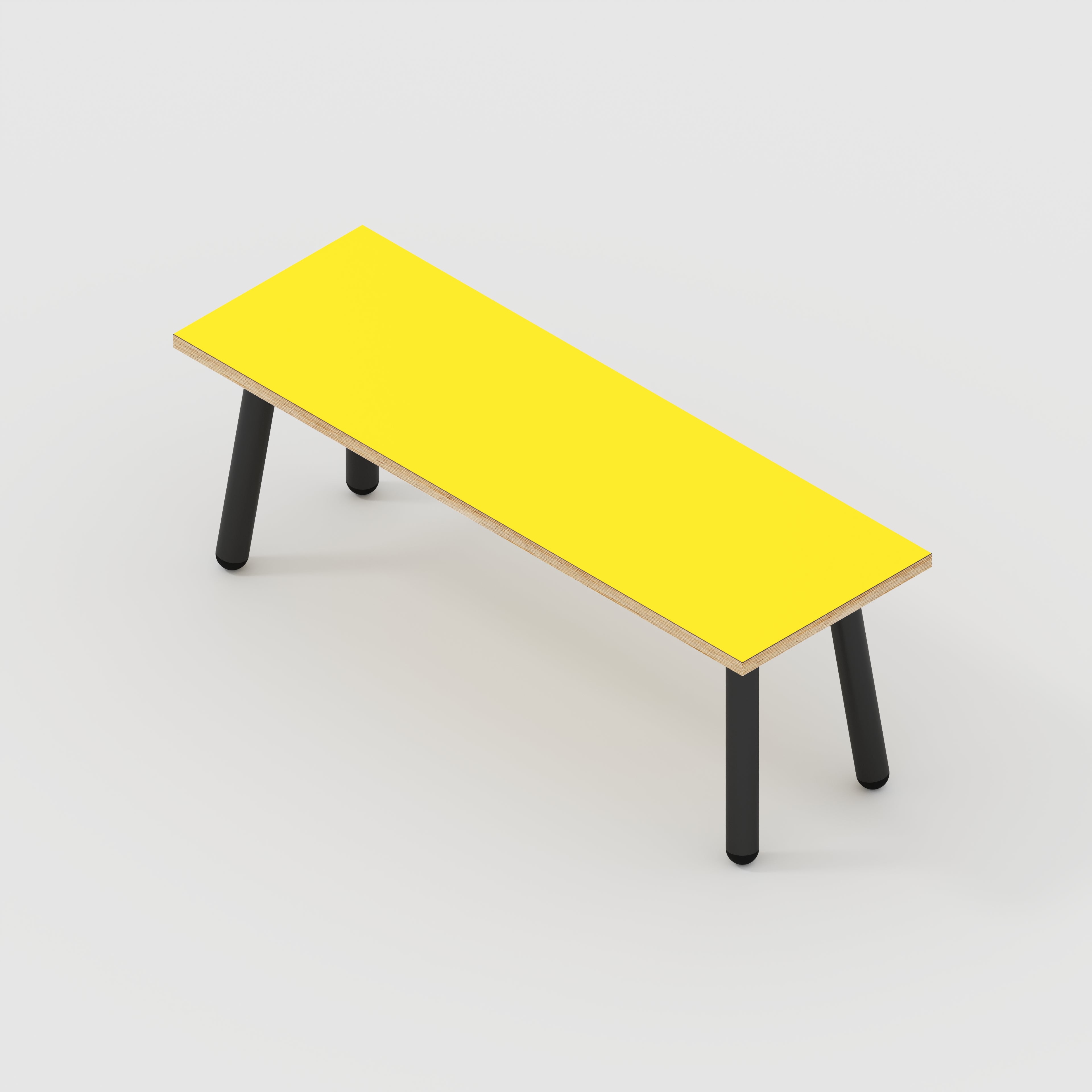 Bench Seat with Black Round Single Pin Legs - Formica Chrome Yellow - 1200(w) x 400(d)