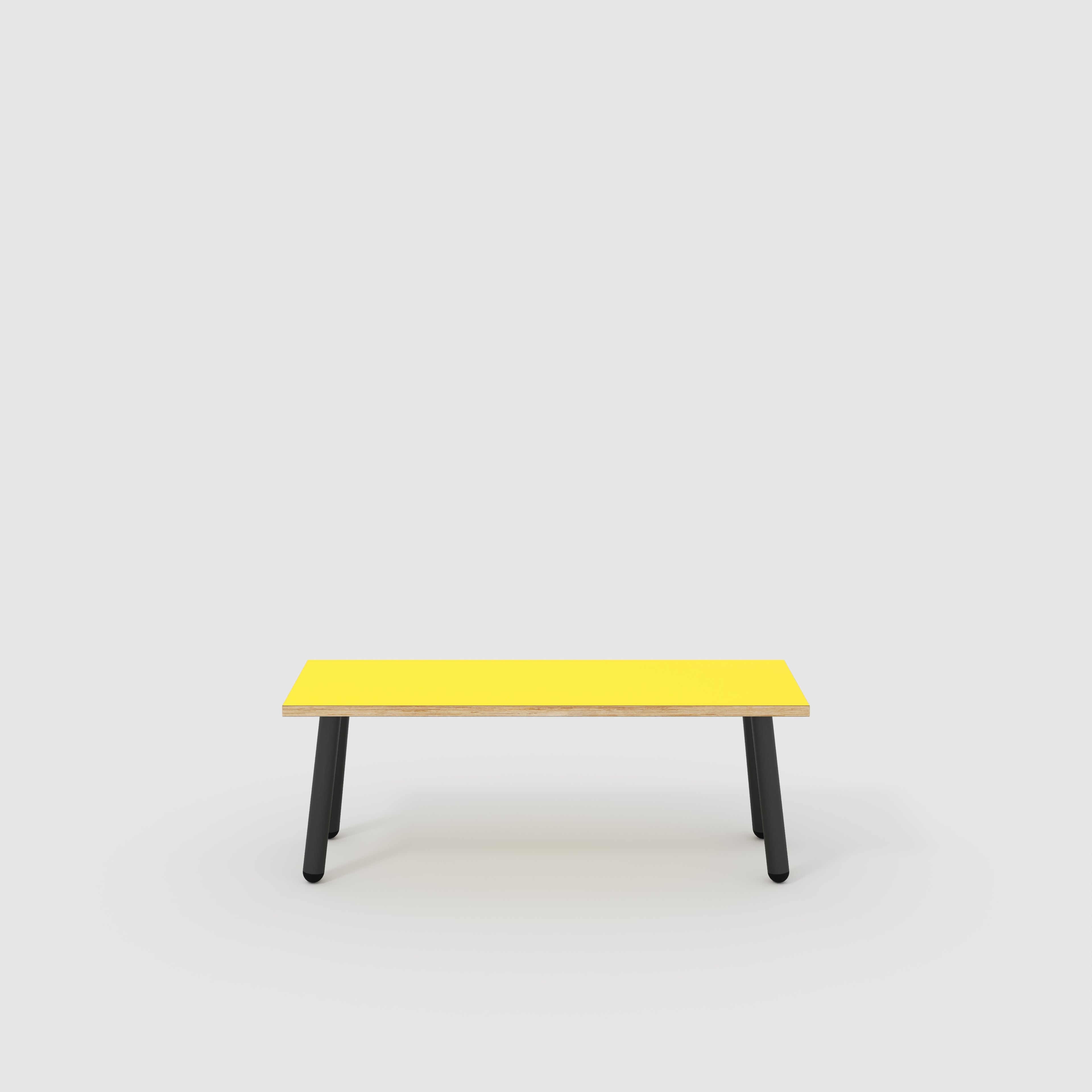 Bench Seat with Black Round Single Pin Legs - Formica Chrome Yellow - 1200(w) x 400(d)