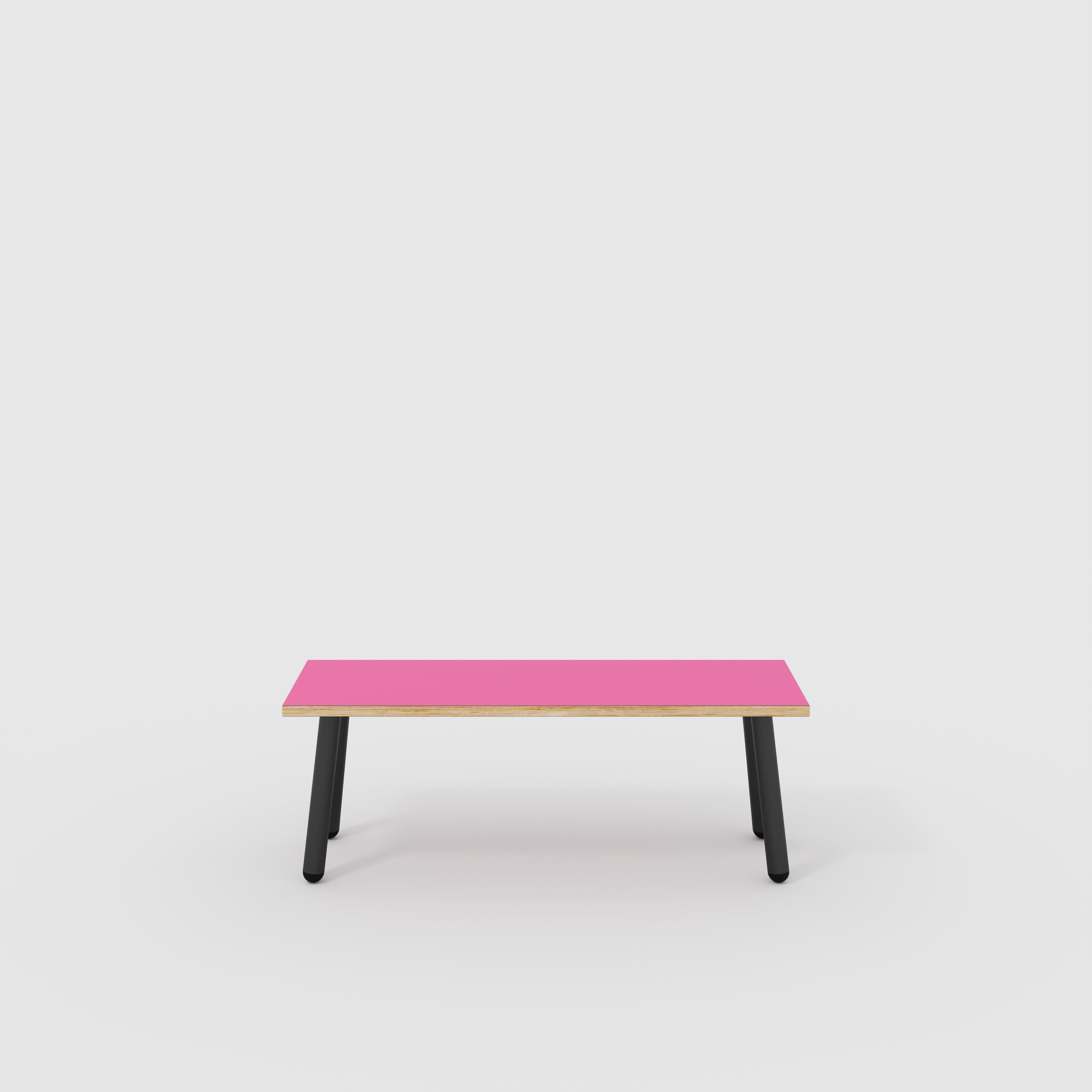 Bench Seat with Black Round Single Pin Legs - Formica Juicy Pink - 1200(w) x 400(d)