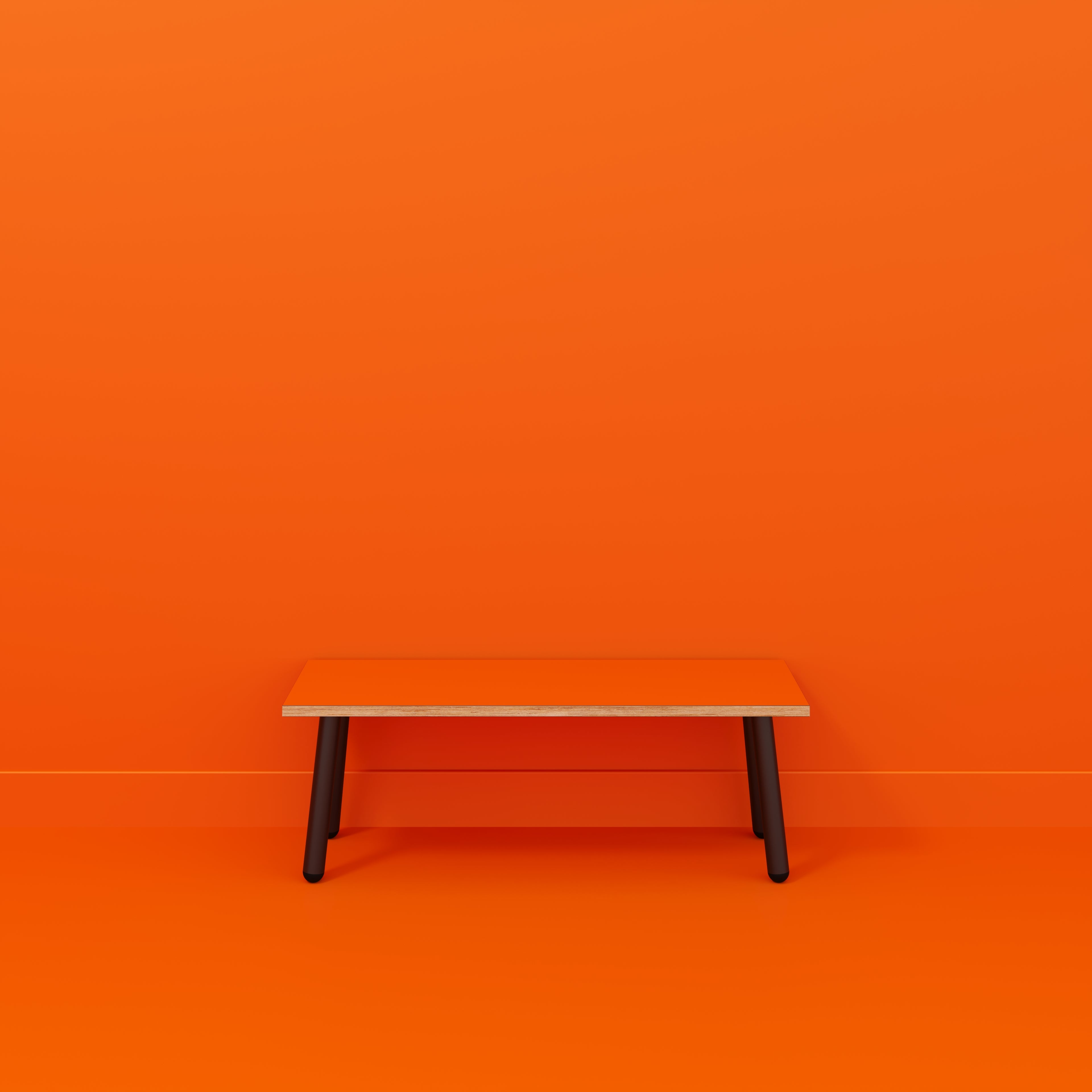 Bench Seat with Black Round Single Pin Legs - Formica Levante Orange - 1200(w) x 400(d)