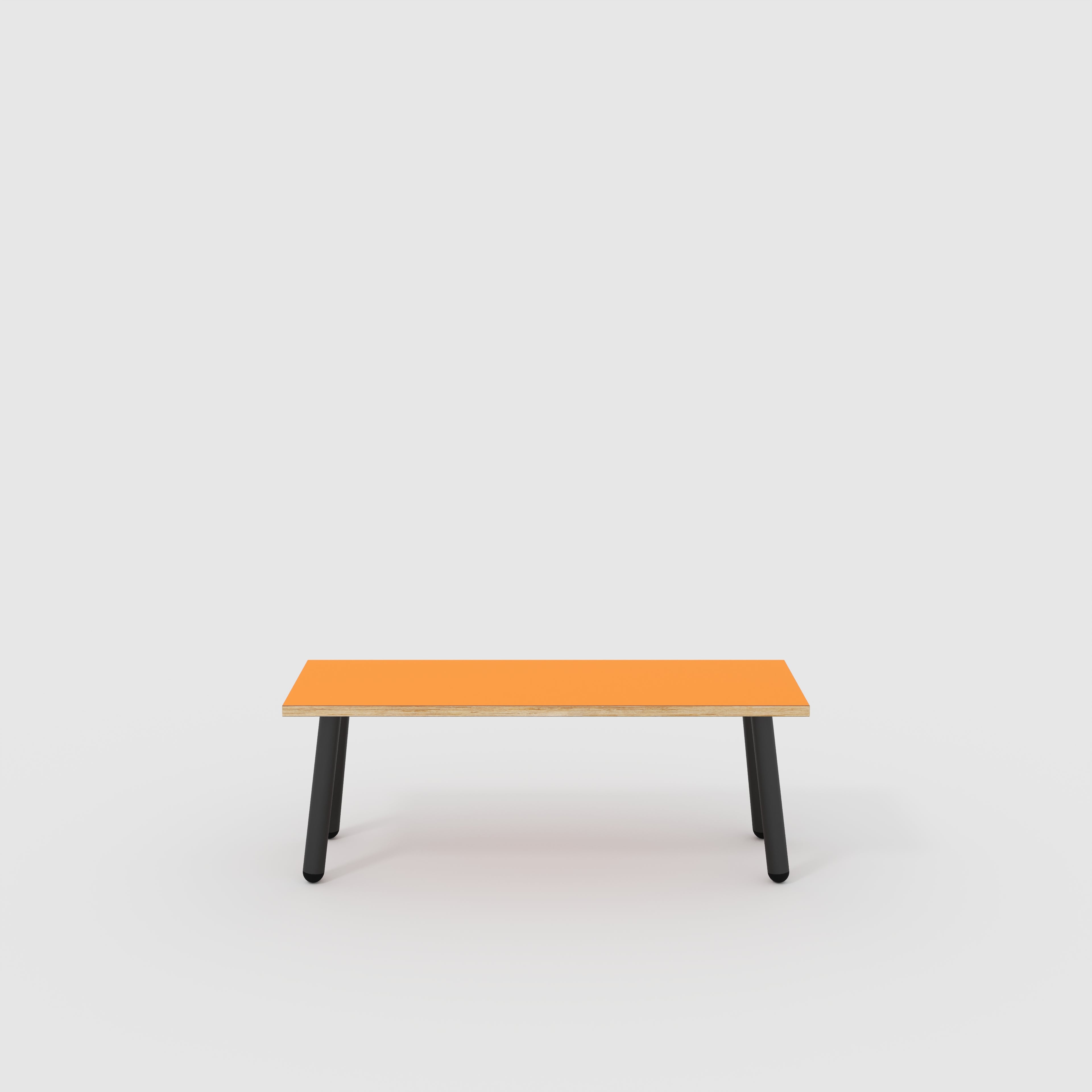 Bench Seat with Black Round Single Pin Legs - Formica Levante Orange - 1200(w) x 400(d)