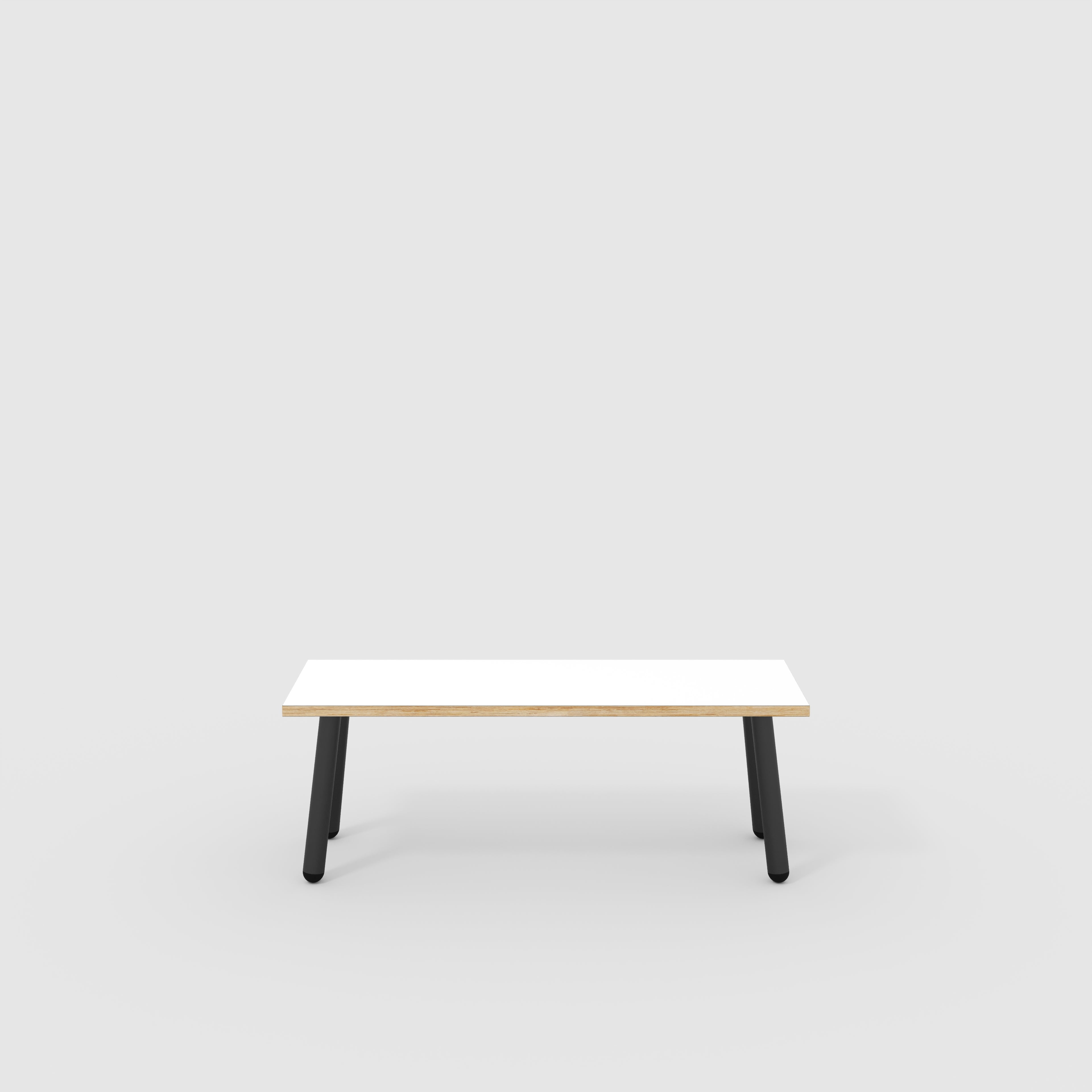 Bench Seat with Black Round Single Pin Legs - Formica White - 1200(w) x 400(d)
