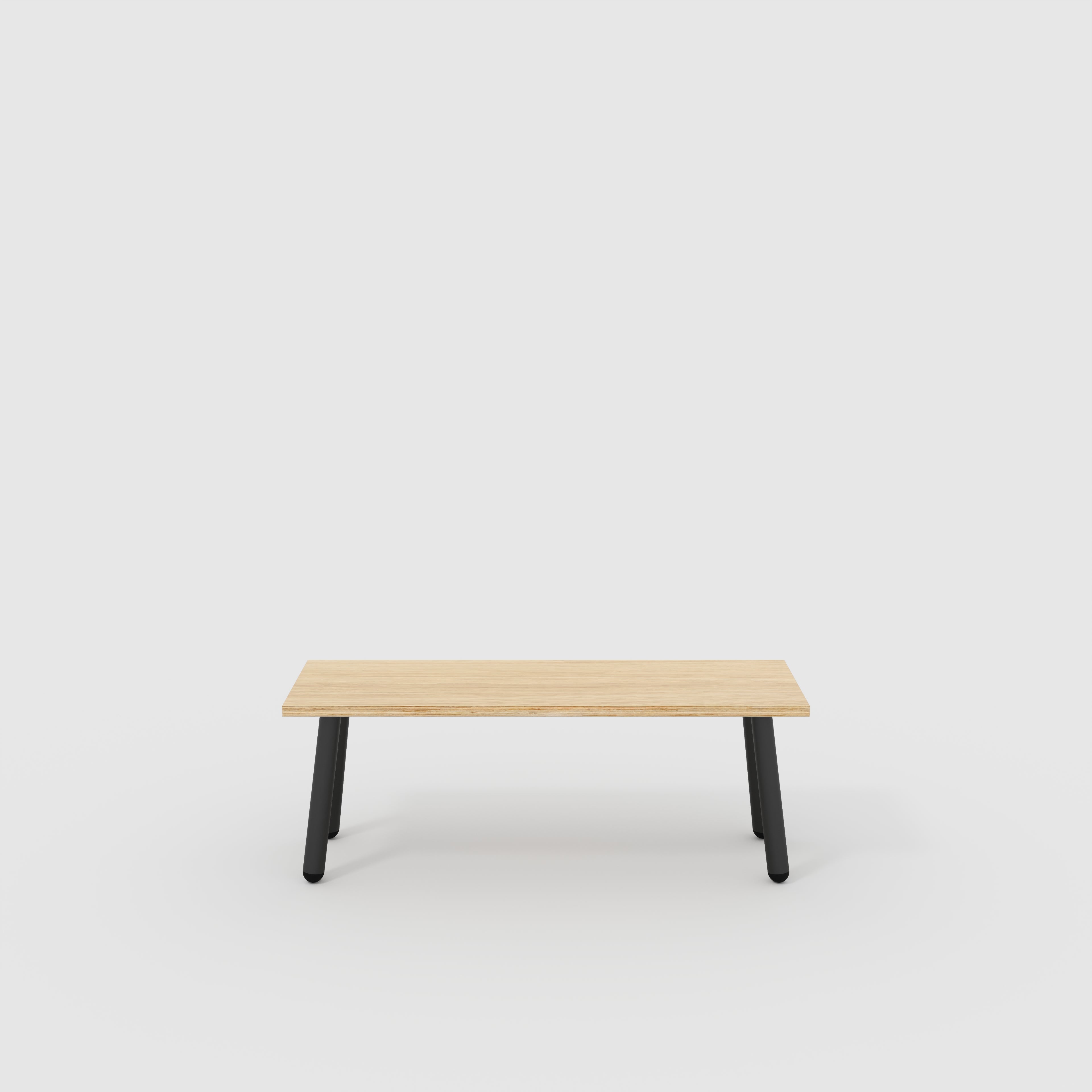 Bench Seat with Black Round Single Pin Legs - Plywood Oak - 1200(w) x 400(d)