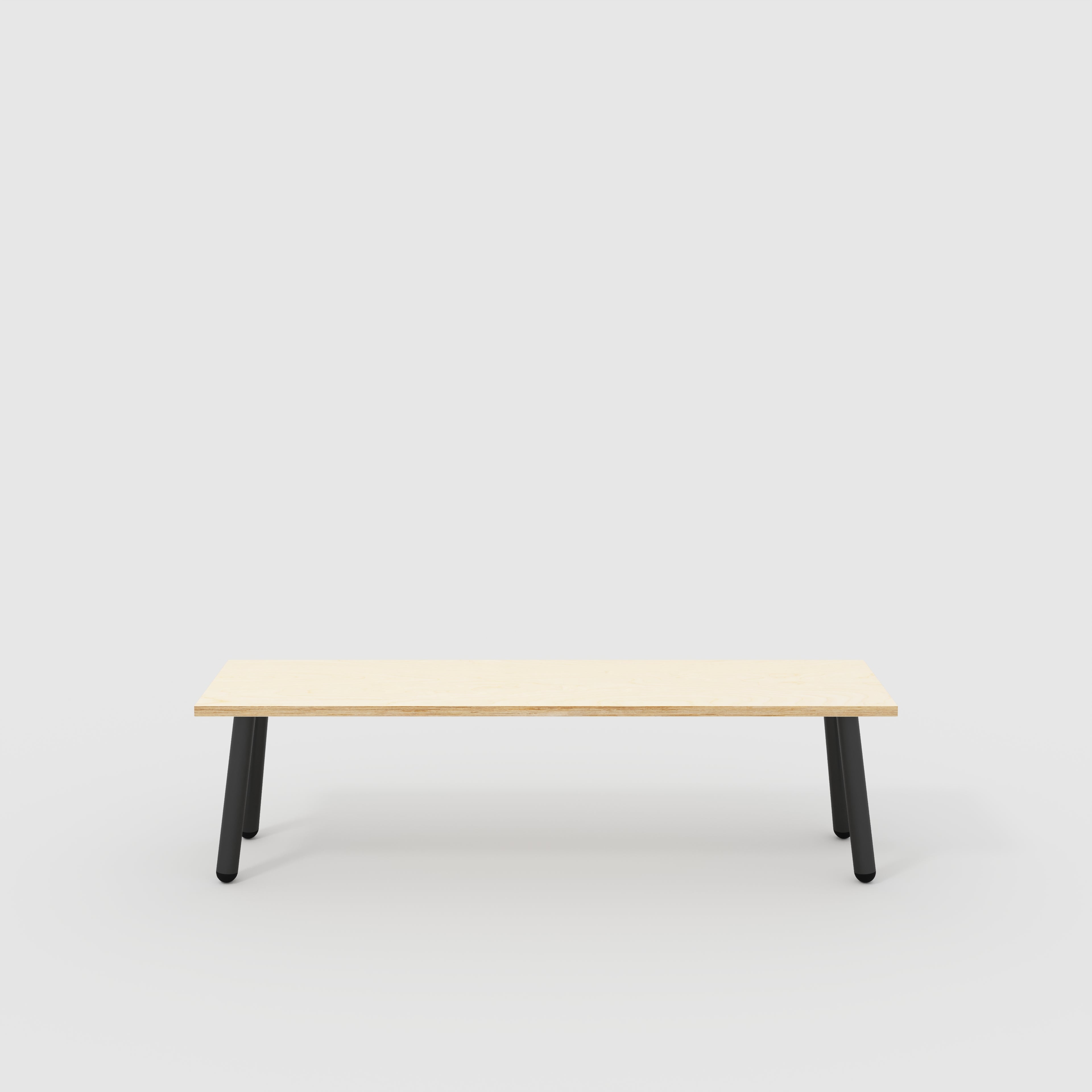Bench Seat with Black Round Single Pin Legs - Plywood Birch - 1600(w) x 400(d)