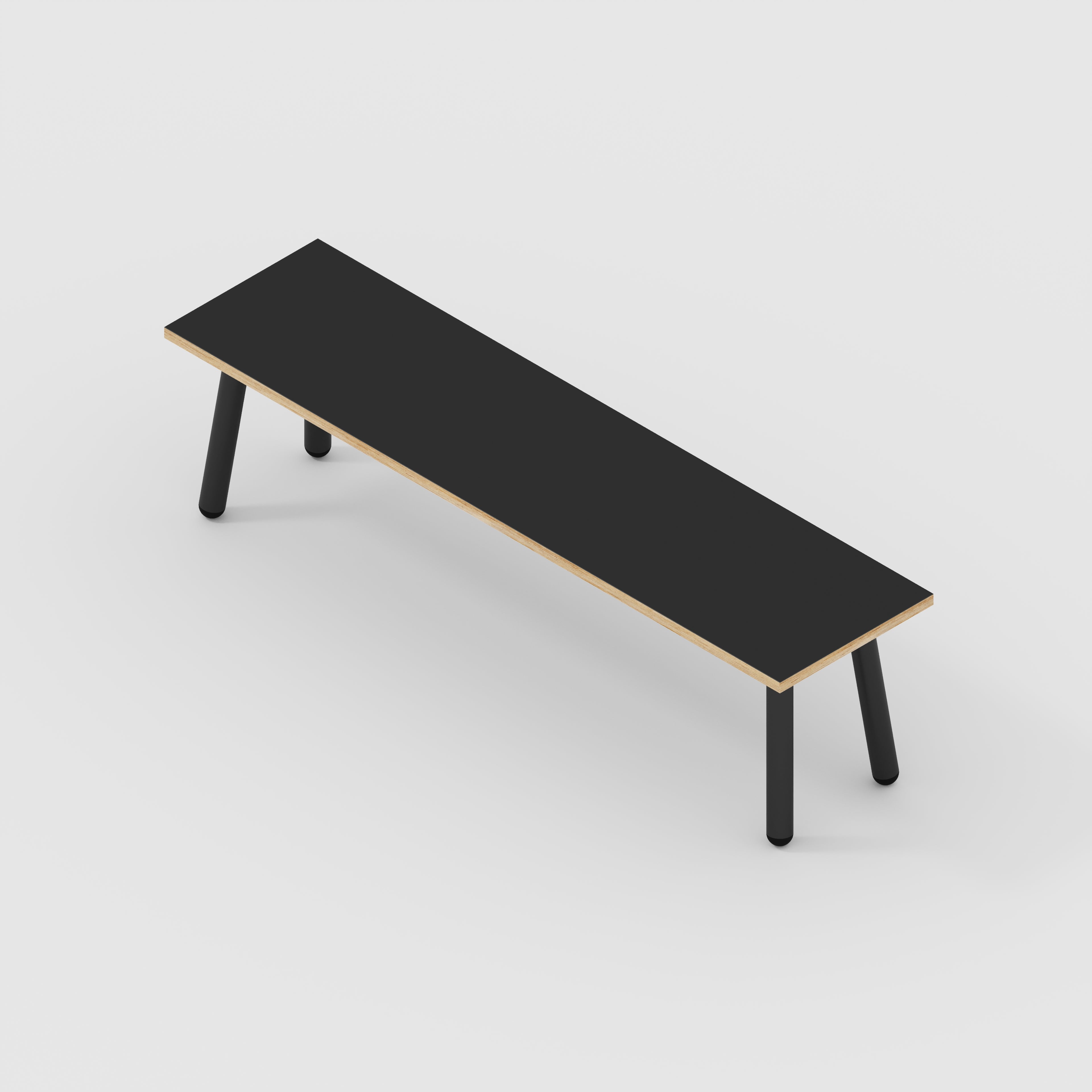 Bench Seat with Black Round Single Pin Legs Formica Diamond Black