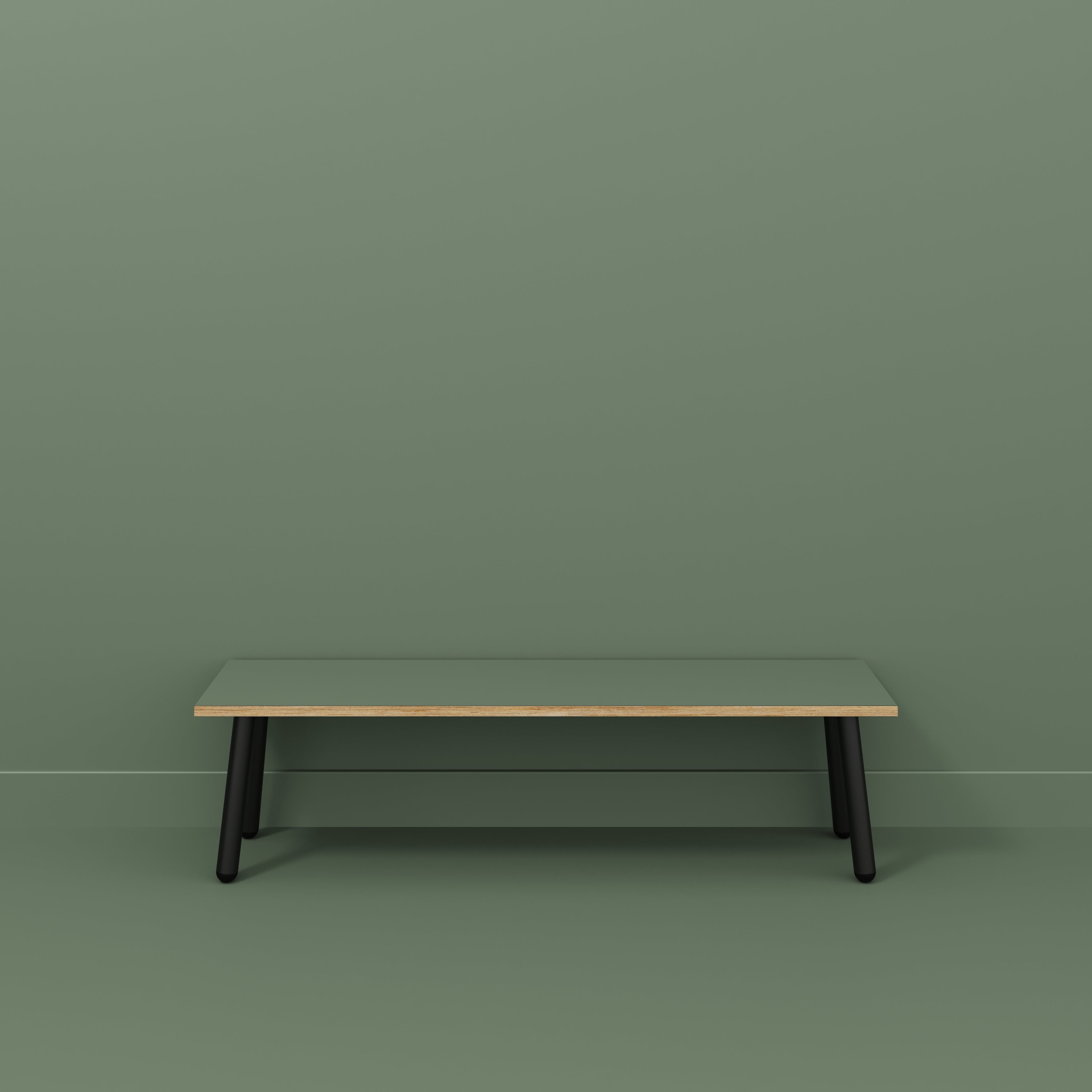 Bench Seat with Black Round Single Pin Legs - Formica Green Slate - 1600(w) x 400(d)