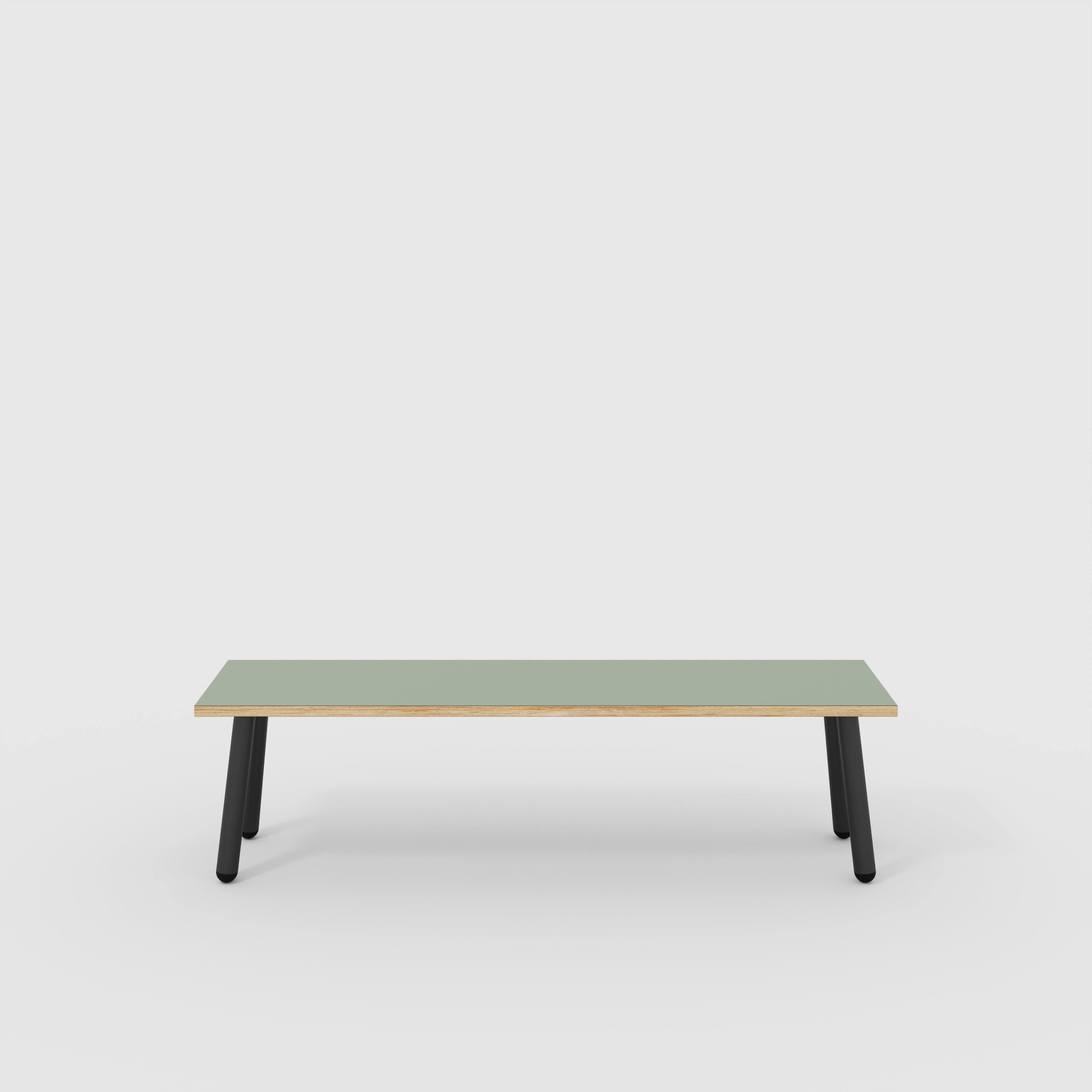Bench Seat with Black Round Single Pin Legs - Formica Green Slate - 1600(w) x 400(d)
