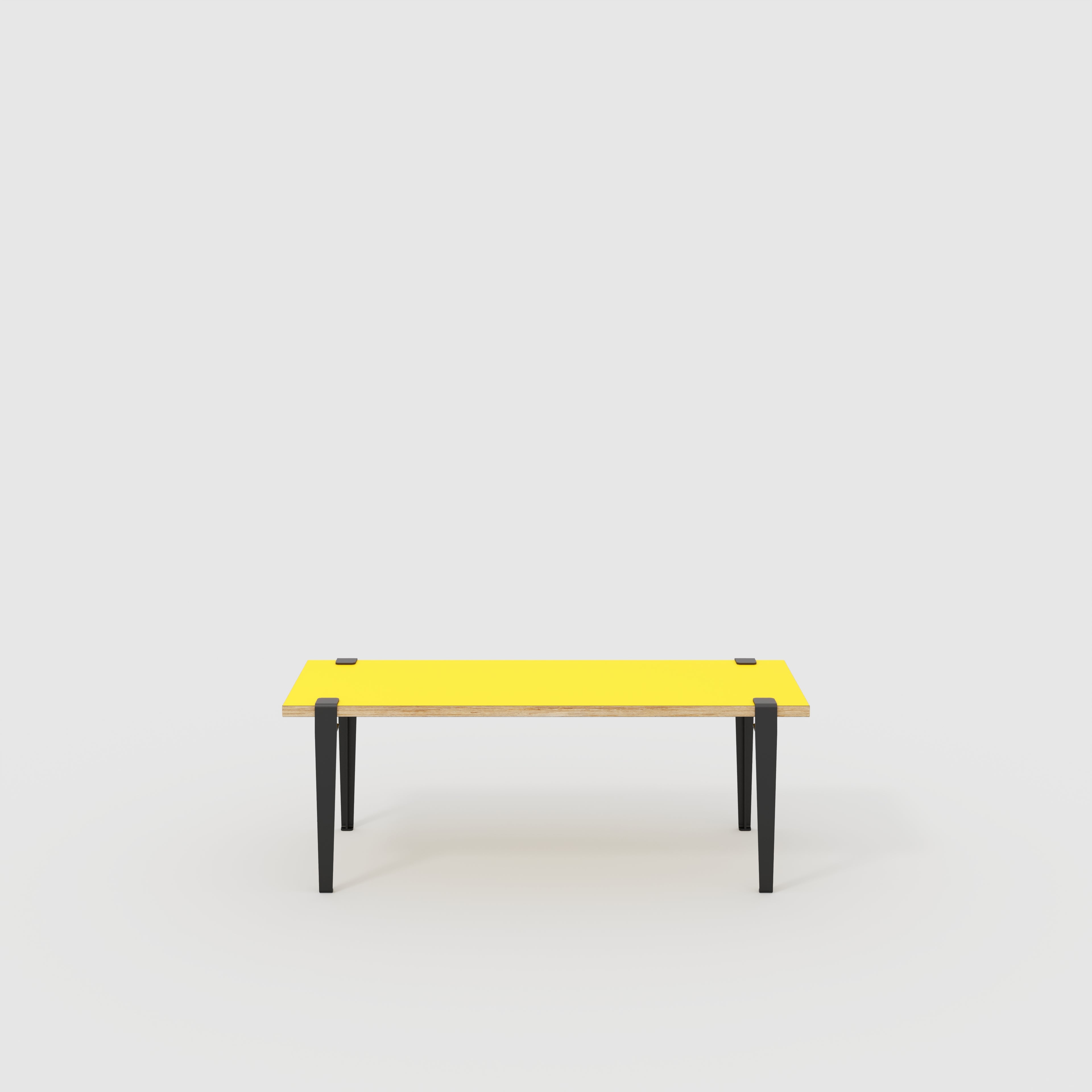 Bench Seat with Black Tiptoe Legs - Formica Chrome Yellow - 1200(w) x 400(d) x 450(h)