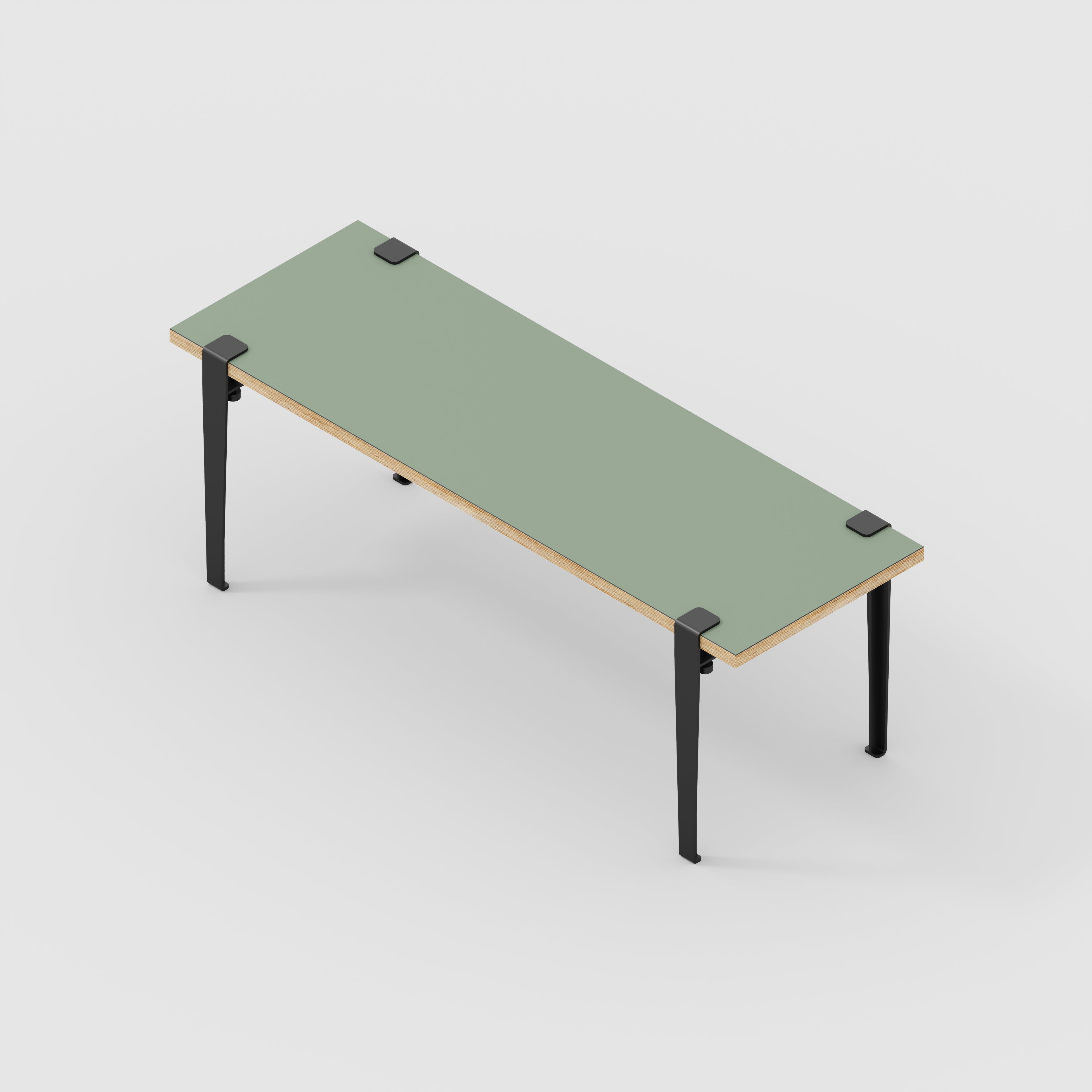 Bench Seat with Black Tiptoe Legs - Formica Green Slate - 1200(w) x 400(d) x 450(h)