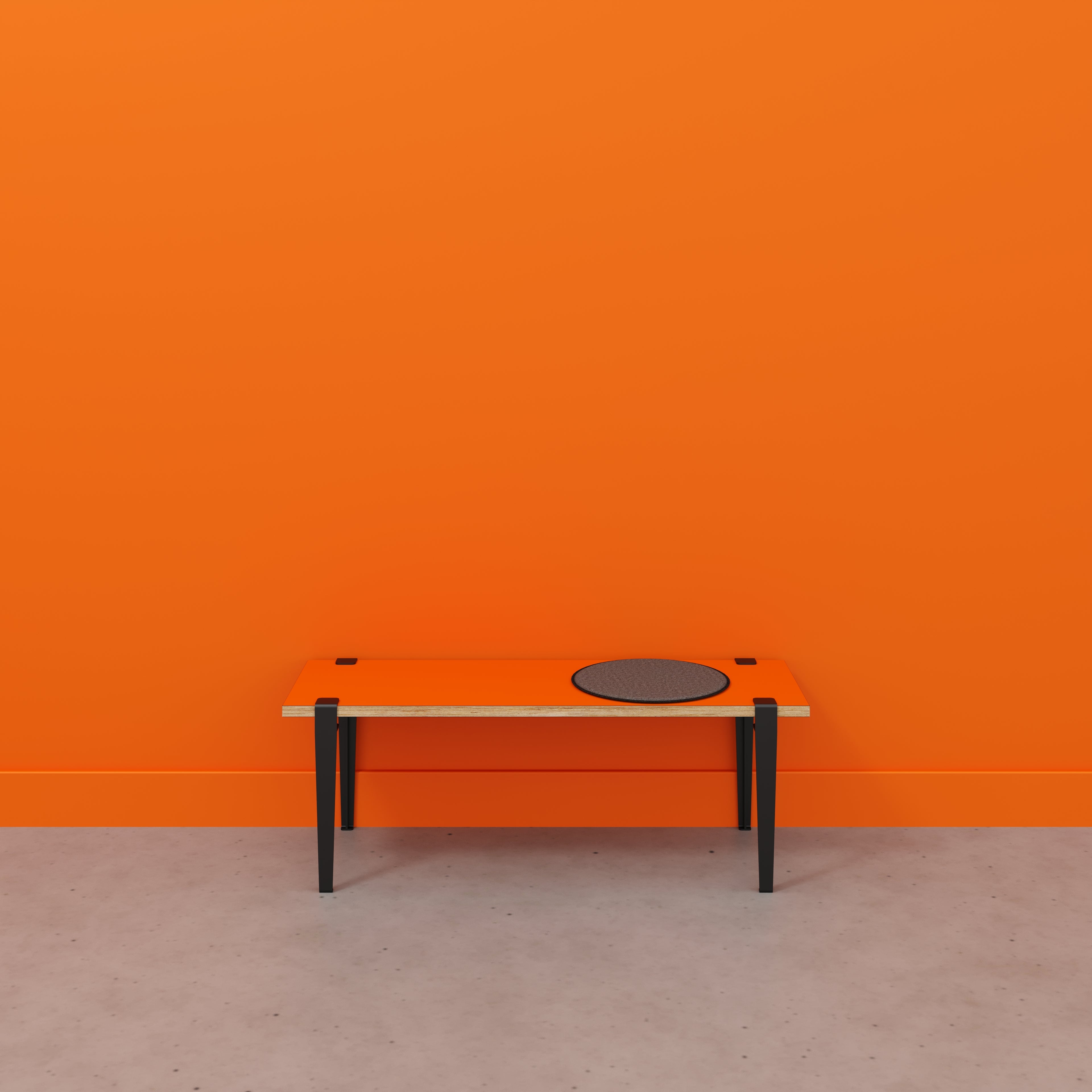 Bench Seat with Black Tiptoe Legs - Formica Levante Orange - 1200(w) x 400(d) x 450(h)
