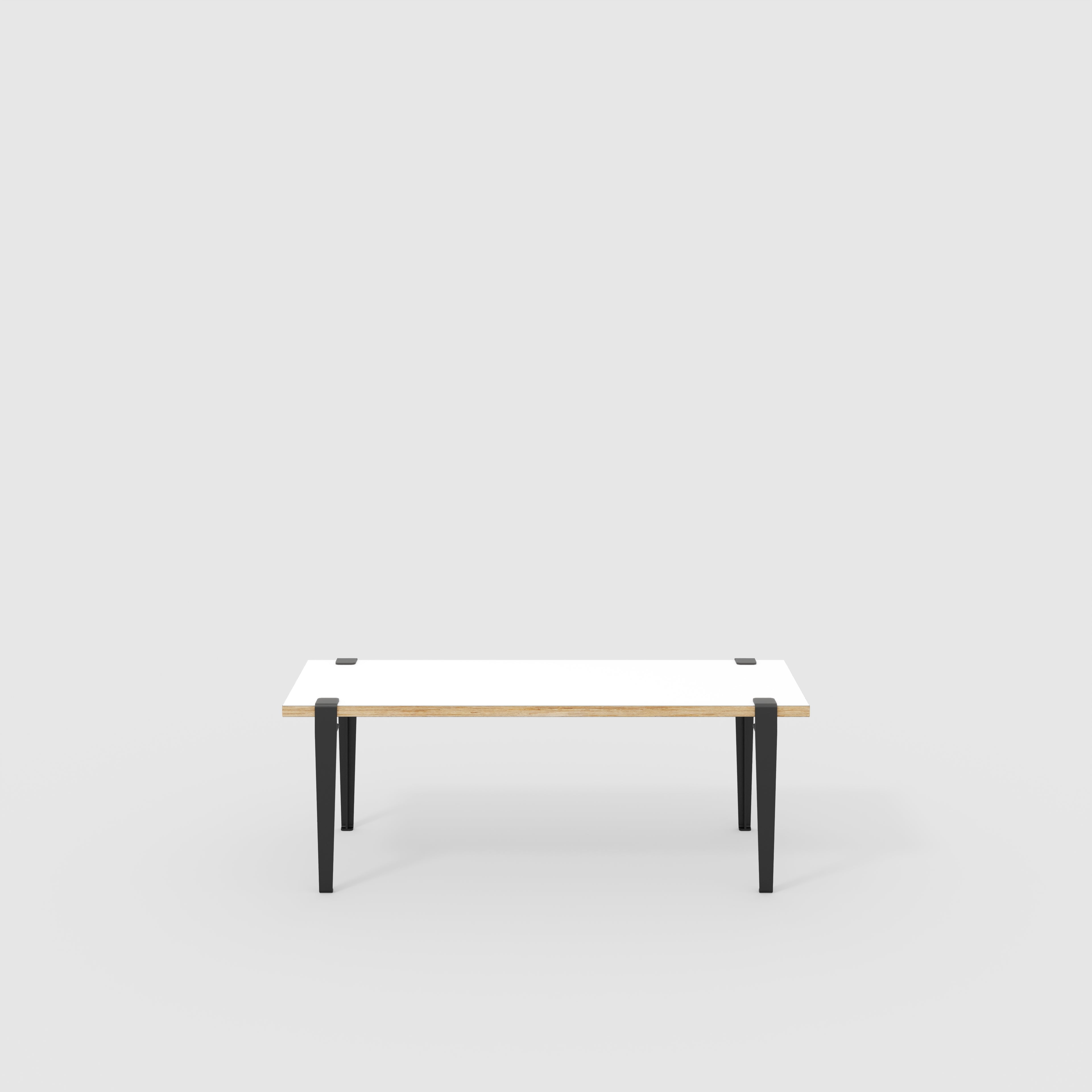 Bench Seat with Black Tiptoe Legs - Formica White - 1200(w) x 400(d) x 450(h)
