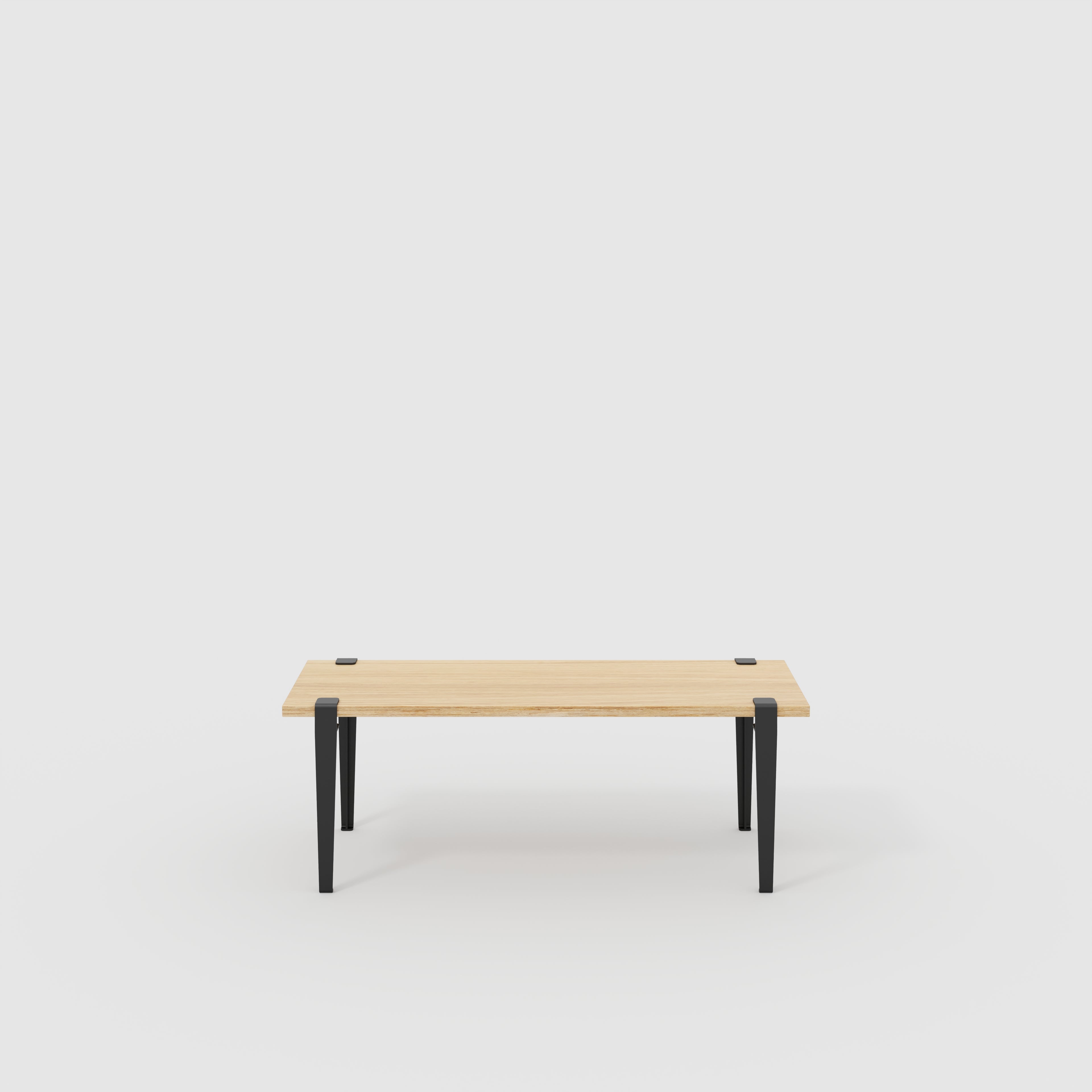 Bench Seat with Black Tiptoe Legs - Plywood Oak - 1200(w) x 400(d) x 450(h)