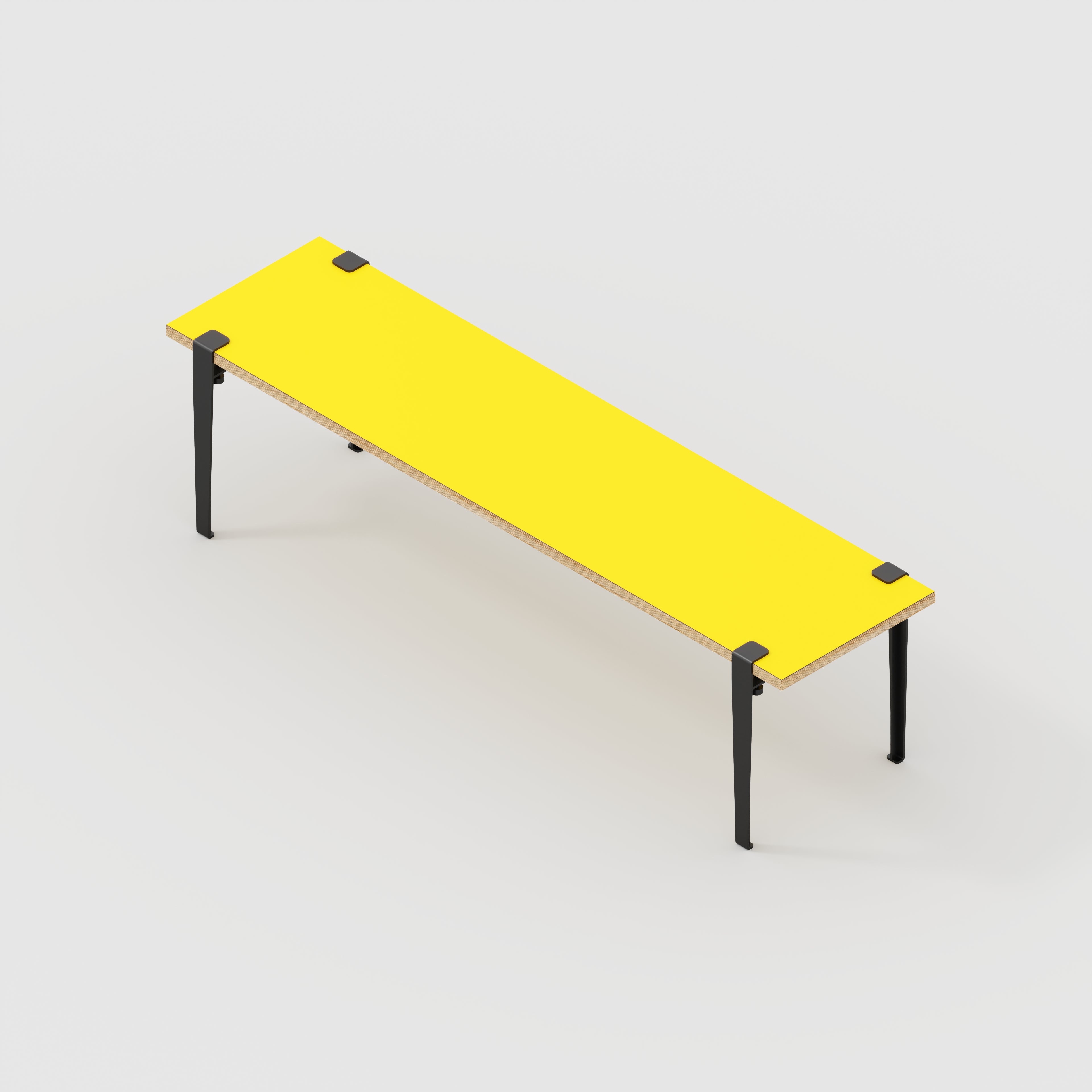 Bench Seat with Black Tiptoe Legs - Formica Chrome Yellow - 1600(w) x 400(d) x 450(h)