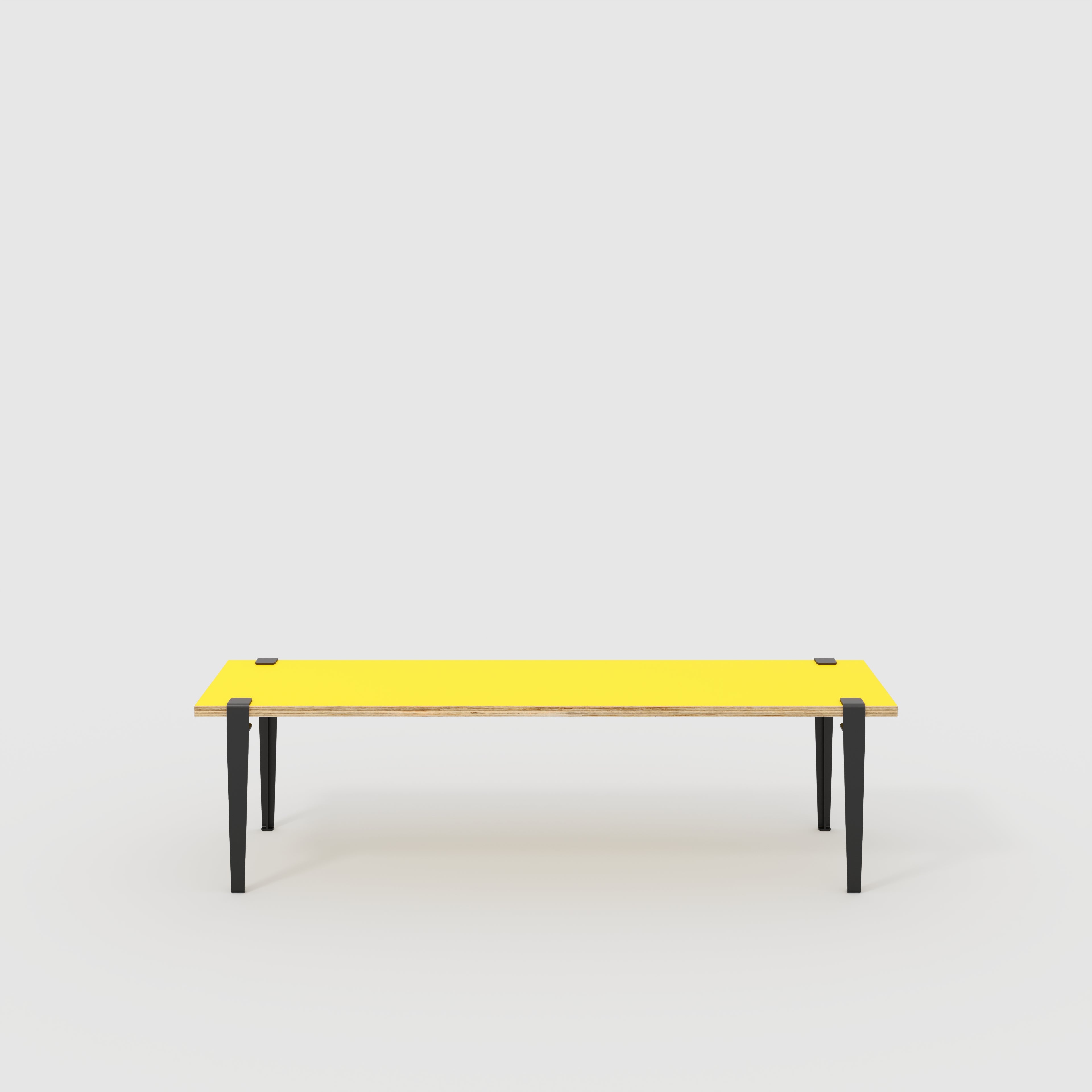 Bench Seat with Black Tiptoe Legs - Formica Chrome Yellow - 1600(w) x 400(d) x 450(h)