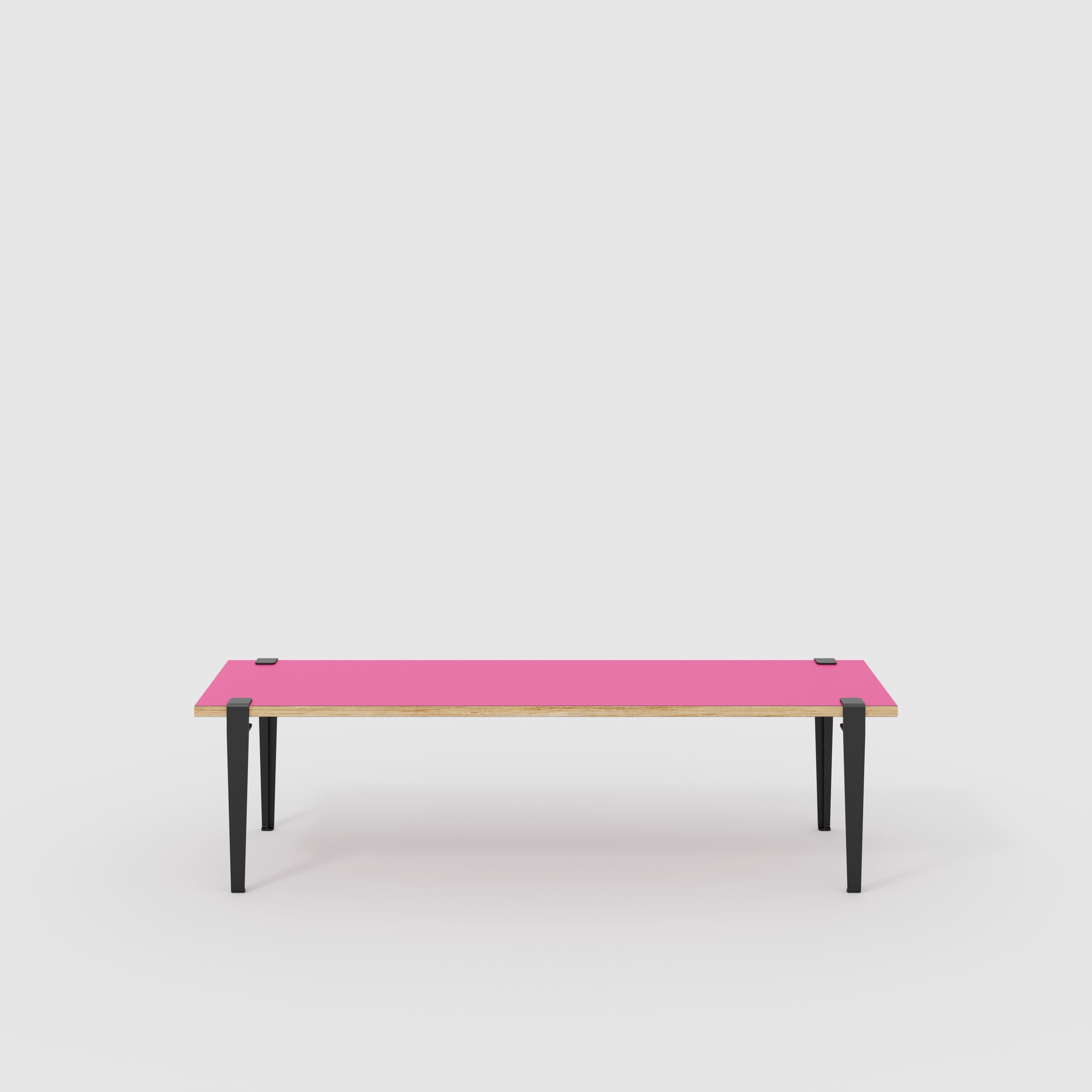 Bench Seat with Black Tiptoe Legs - Formica Juicy Pink - 1600(w) x 400(d) x 450(h)