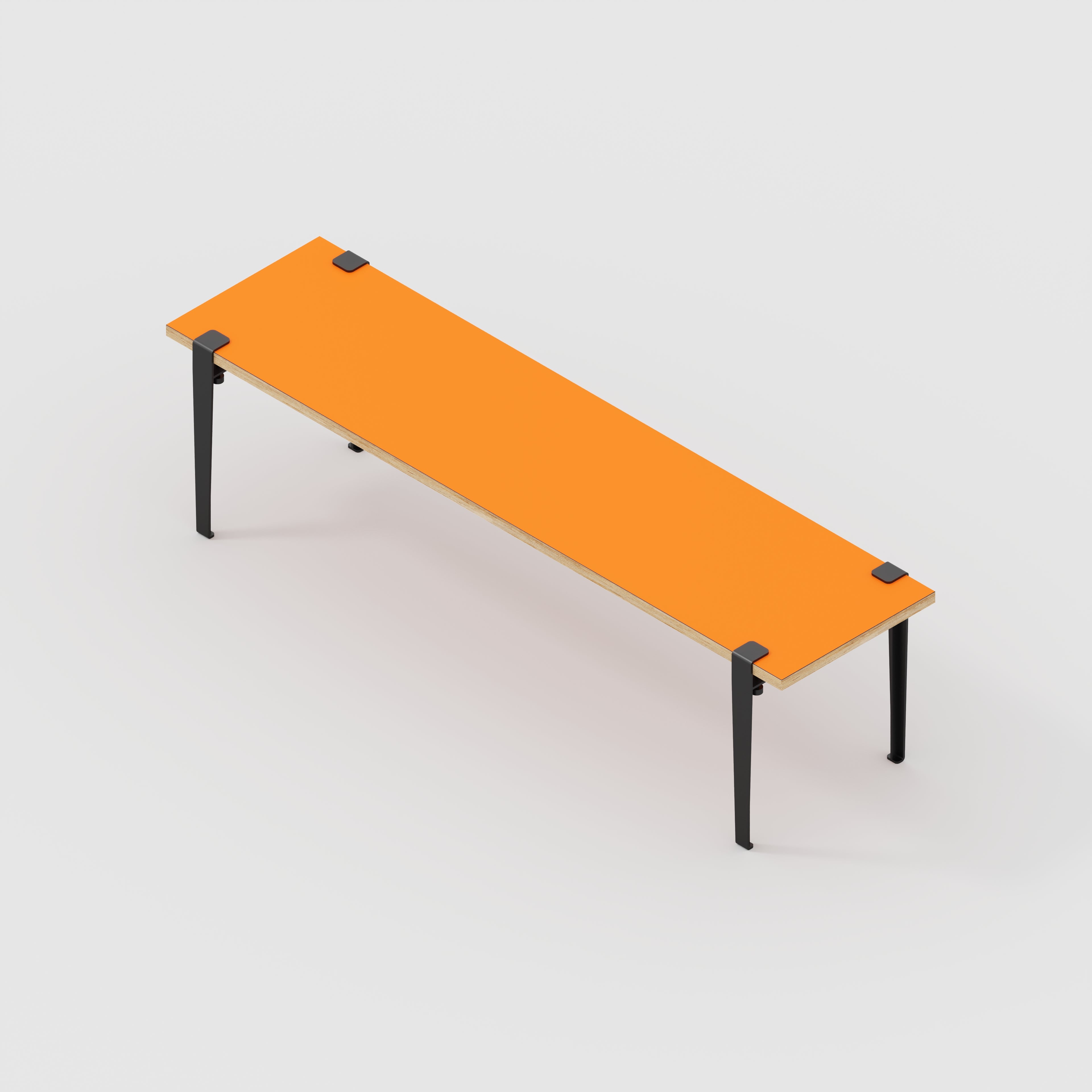 Bench Seat with Black Tiptoe Legs - Formica Levante Orange - 1600(w) x 400(d) x 450(h)