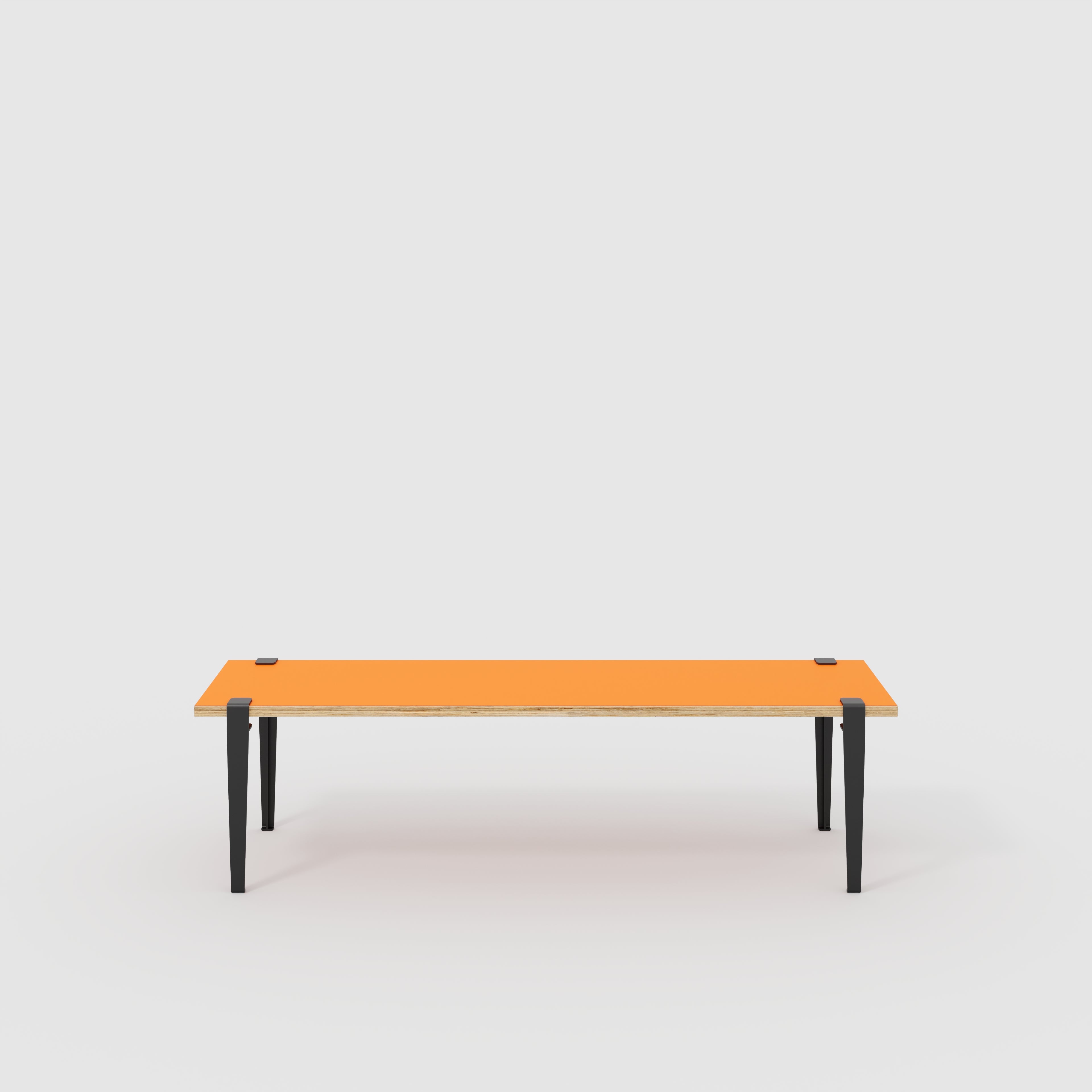 Bench Seat with Black Tiptoe Legs - Formica Levante Orange - 1600(w) x 400(d) x 450(h)
