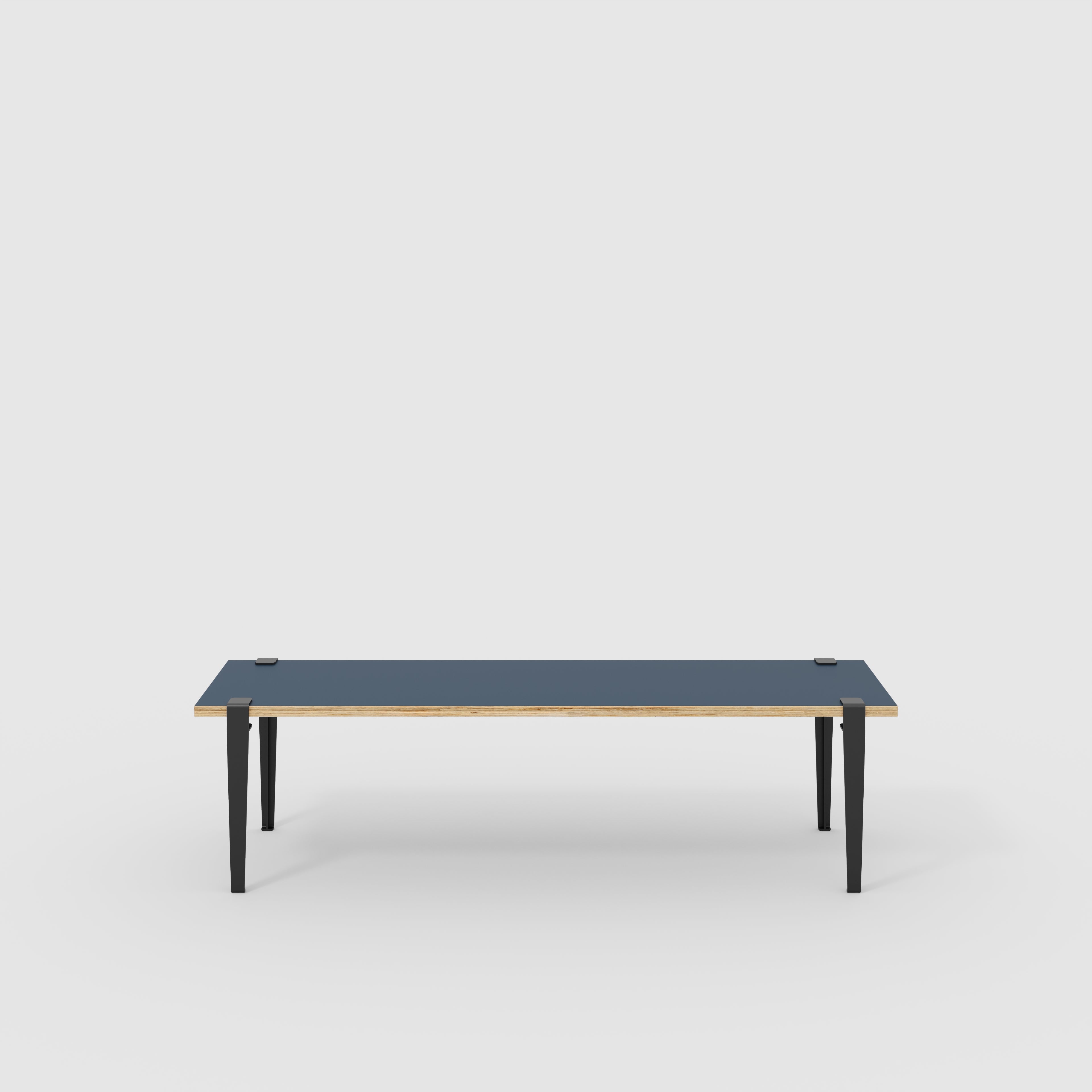 Bench Seat with Black Tiptoe Legs - Formica Night Sea Blue - 1600(w) x 400(d) x 450(h)