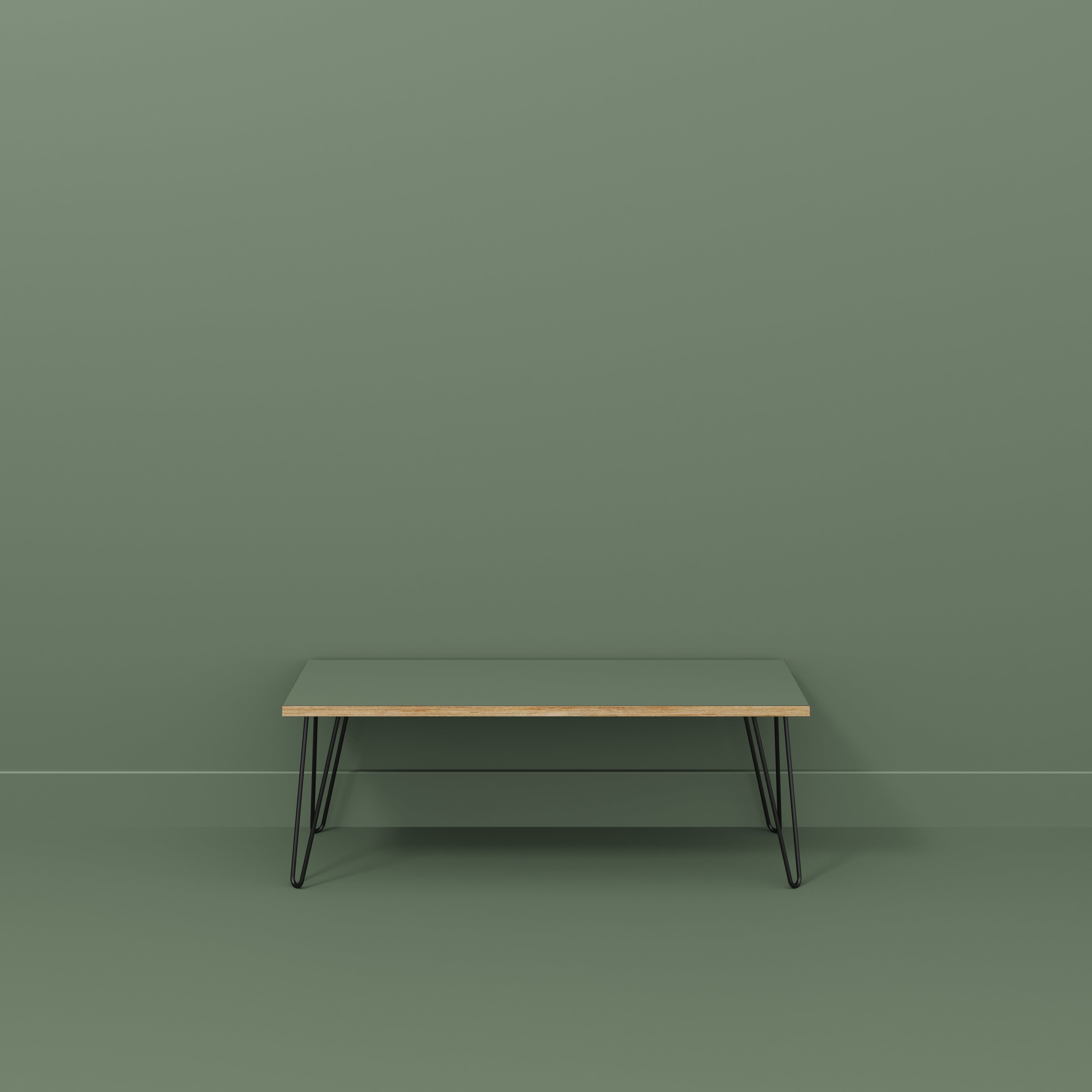 Bench Seat with Black Hairpin Legs - Formica Green Slate - 1200(w) x 400(d)