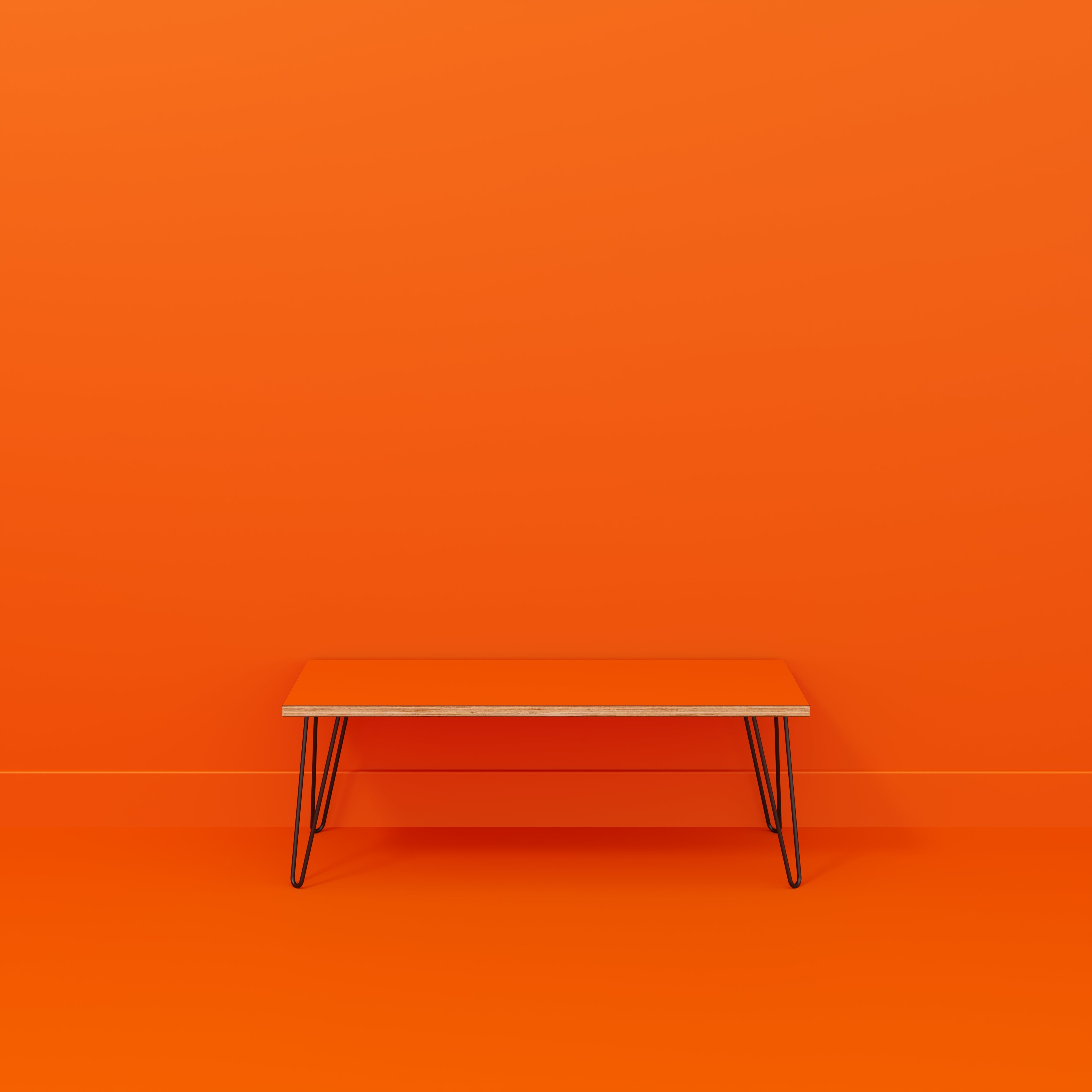 Bench Seat with Black Hairpin Legs - Formica Levante Orange - 1200(w) x 400(d)