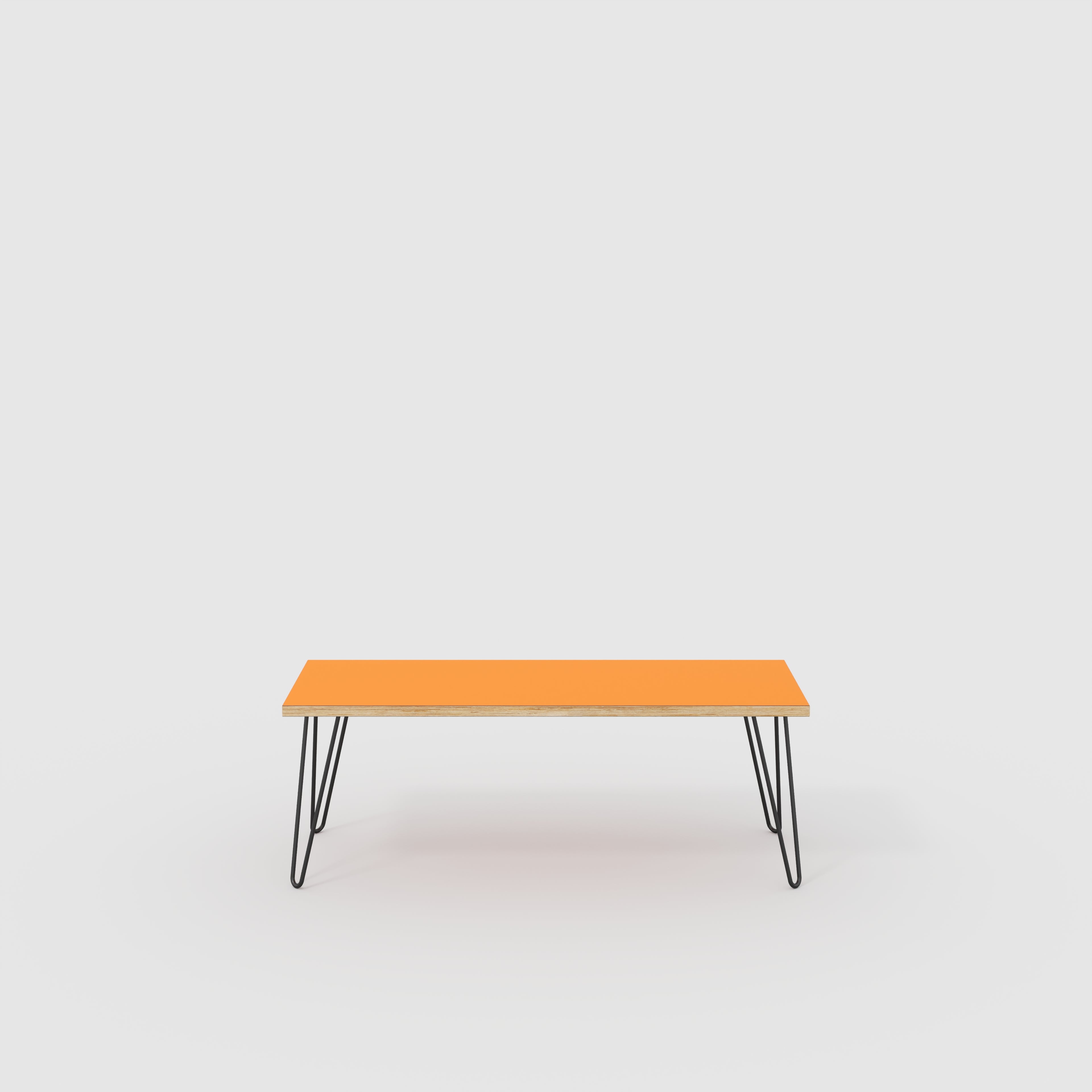 Bench Seat with Black Hairpin Legs - Formica Levante Orange - 1200(w) x 400(d)