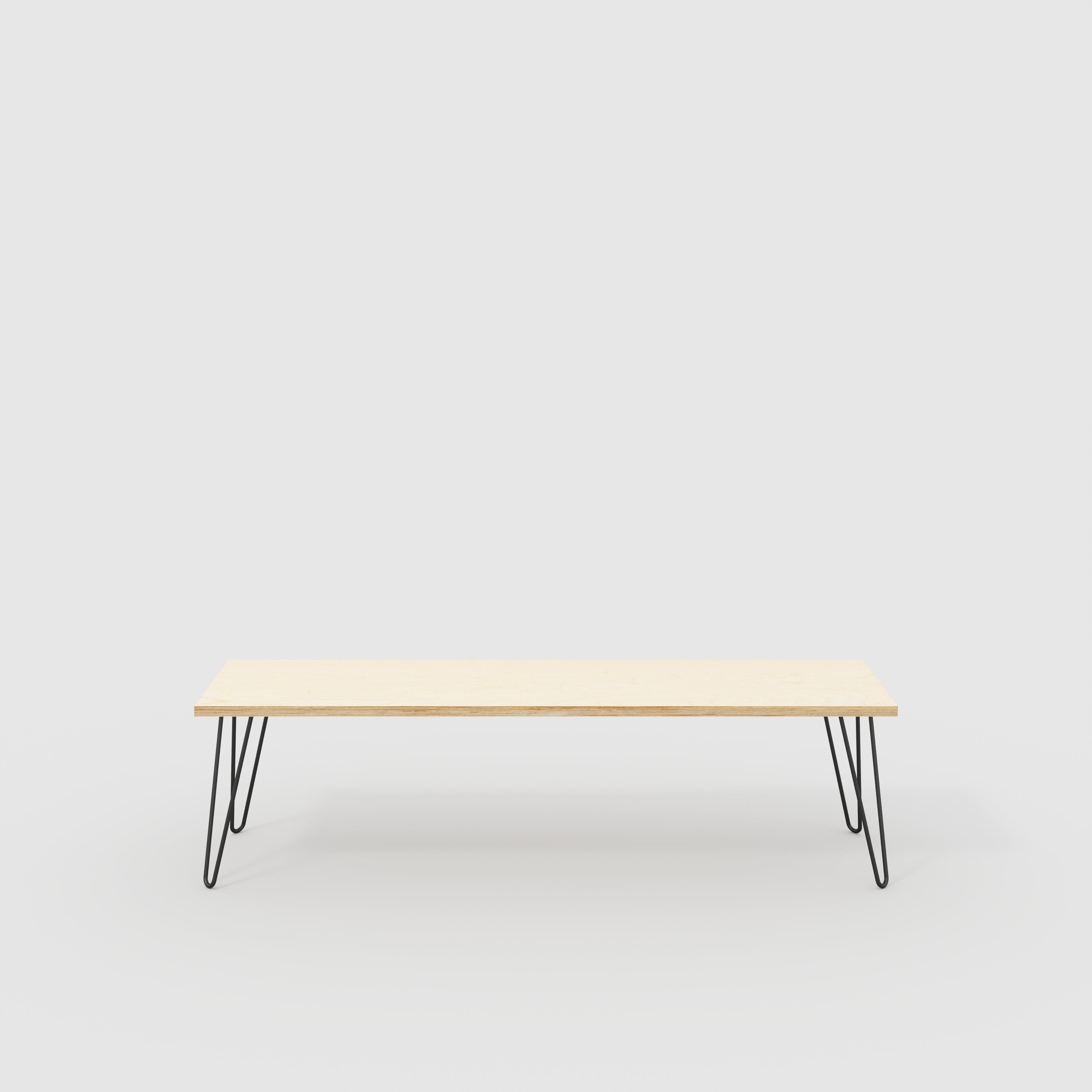 Bench Seat with Black Hairpin Legs - Plywood Birch - 1600(w) x 400(d)