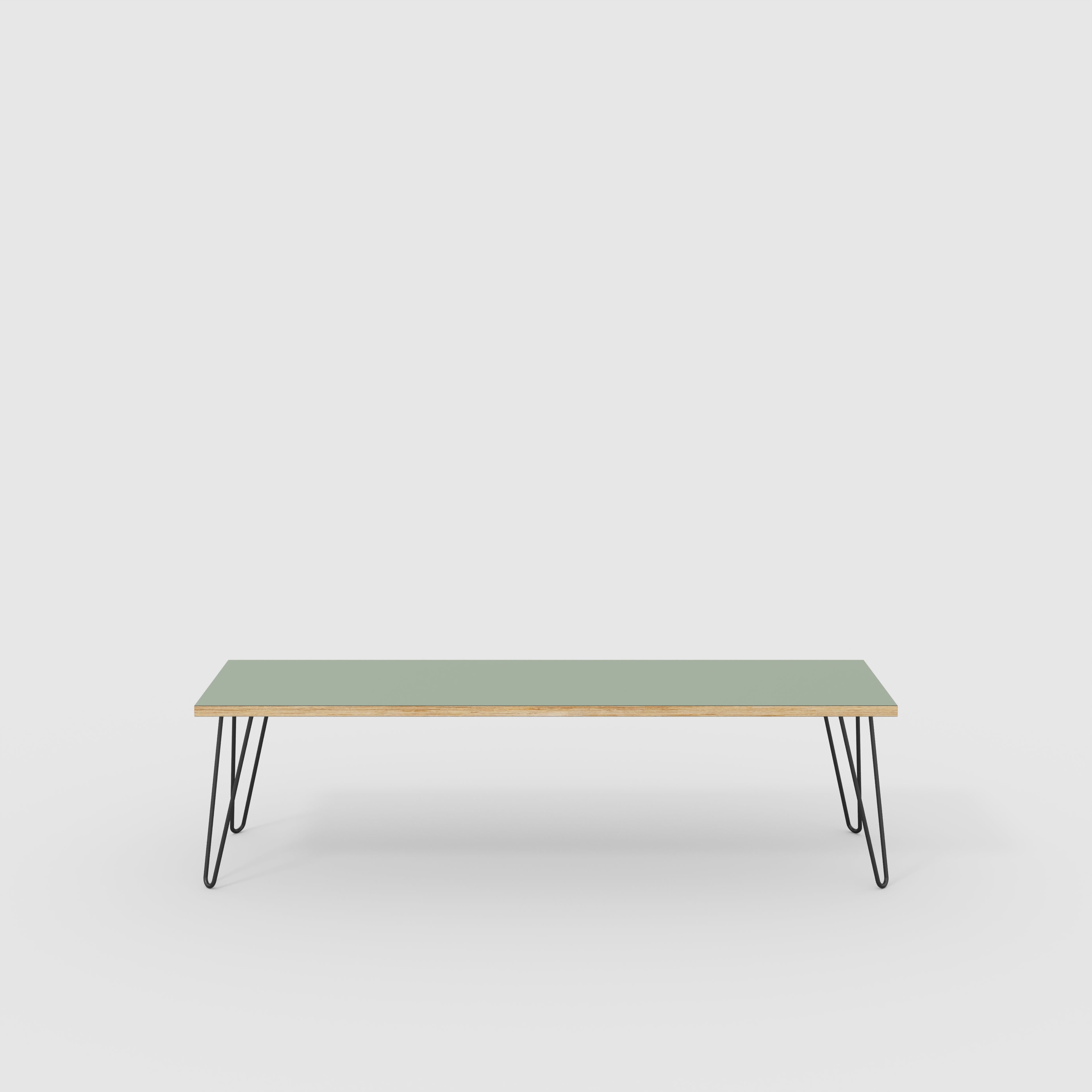 Bench Seat with Black Hairpin Legs - Formica Green Slate - 1600(w) x 400(d)