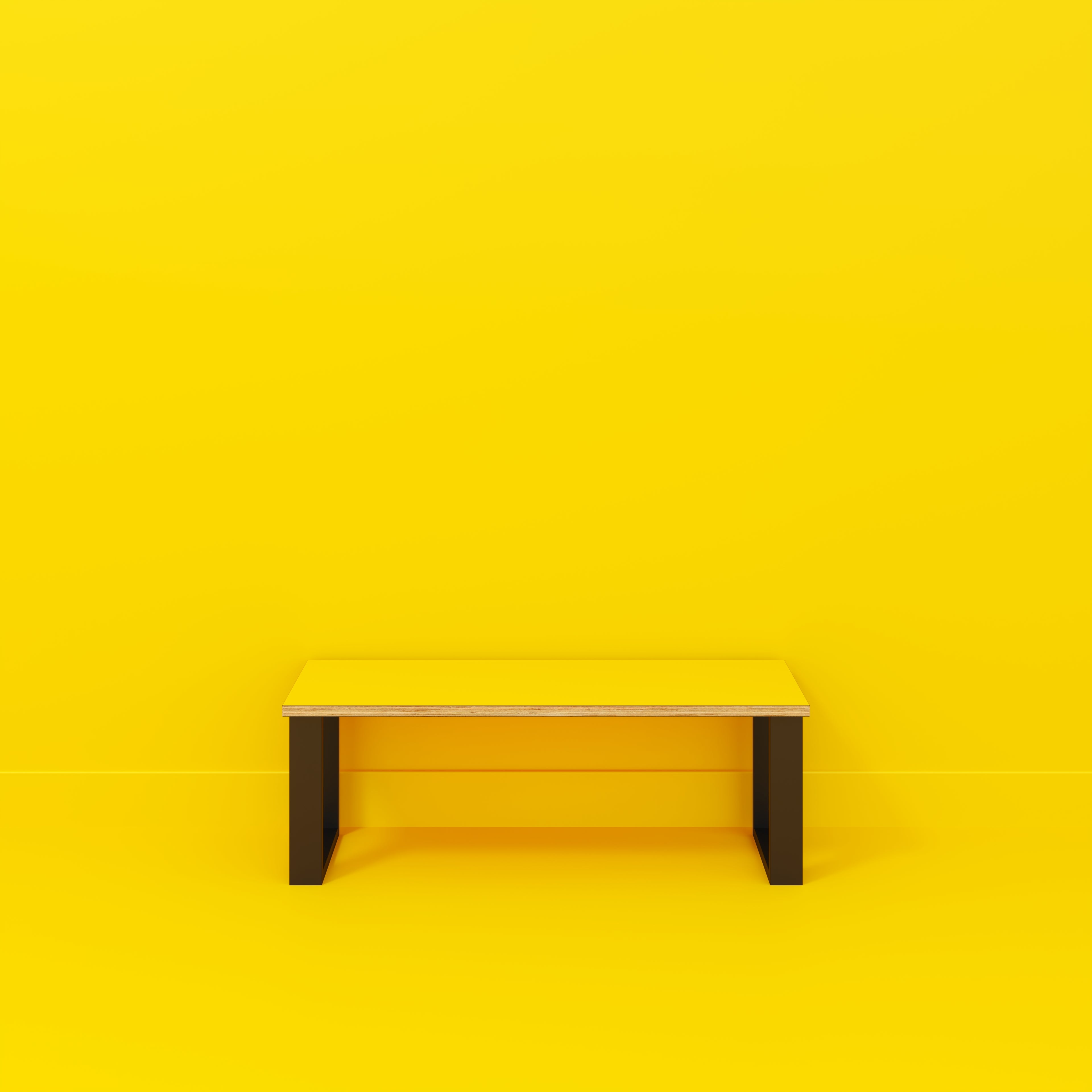Bench Seat with Black Industrial Legs - Formica Chrome Yellow - 1200(w) x 400(d)