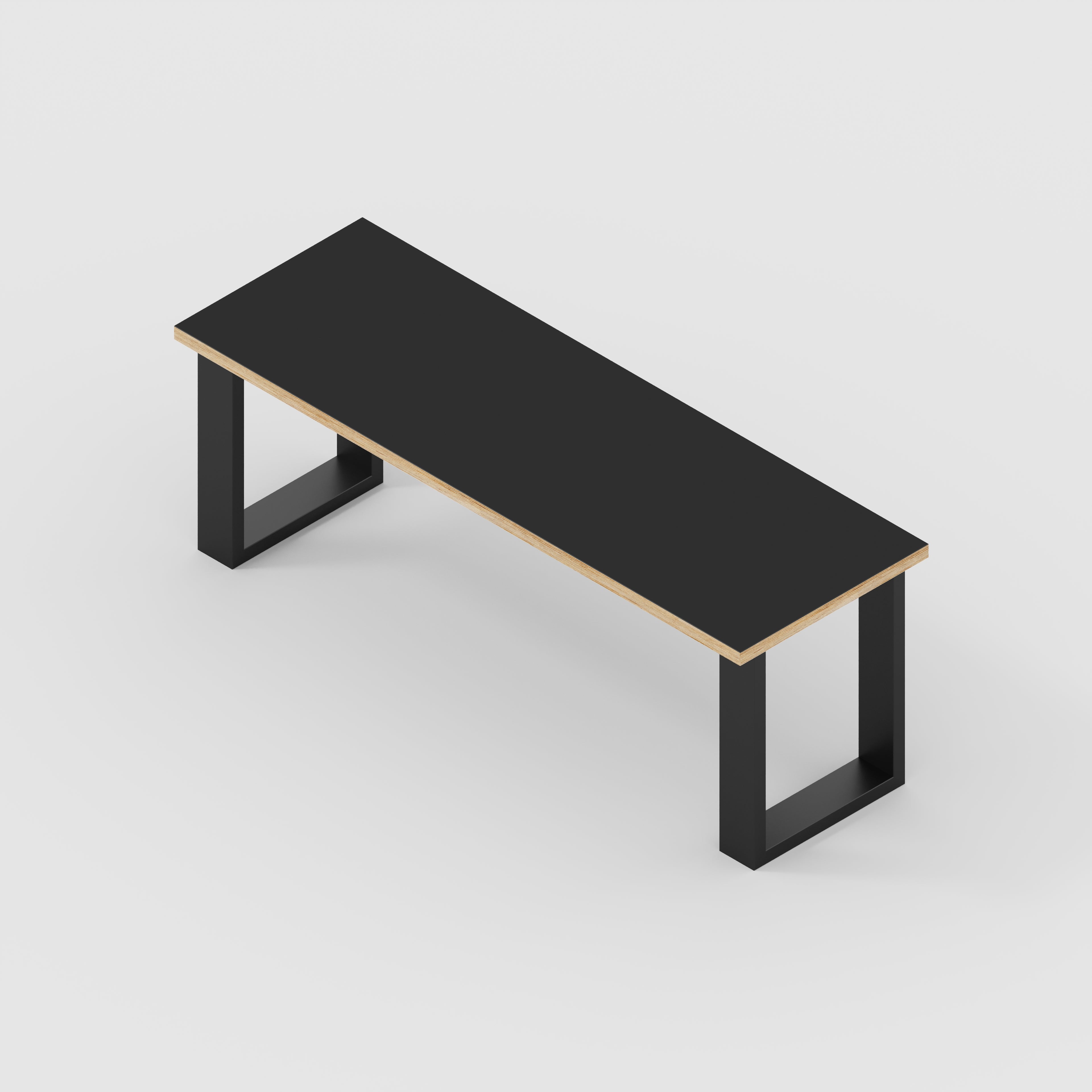 Bench Seat with Black Industrial Legs - Formica Diamond Black - 1200(w) x 400(d)